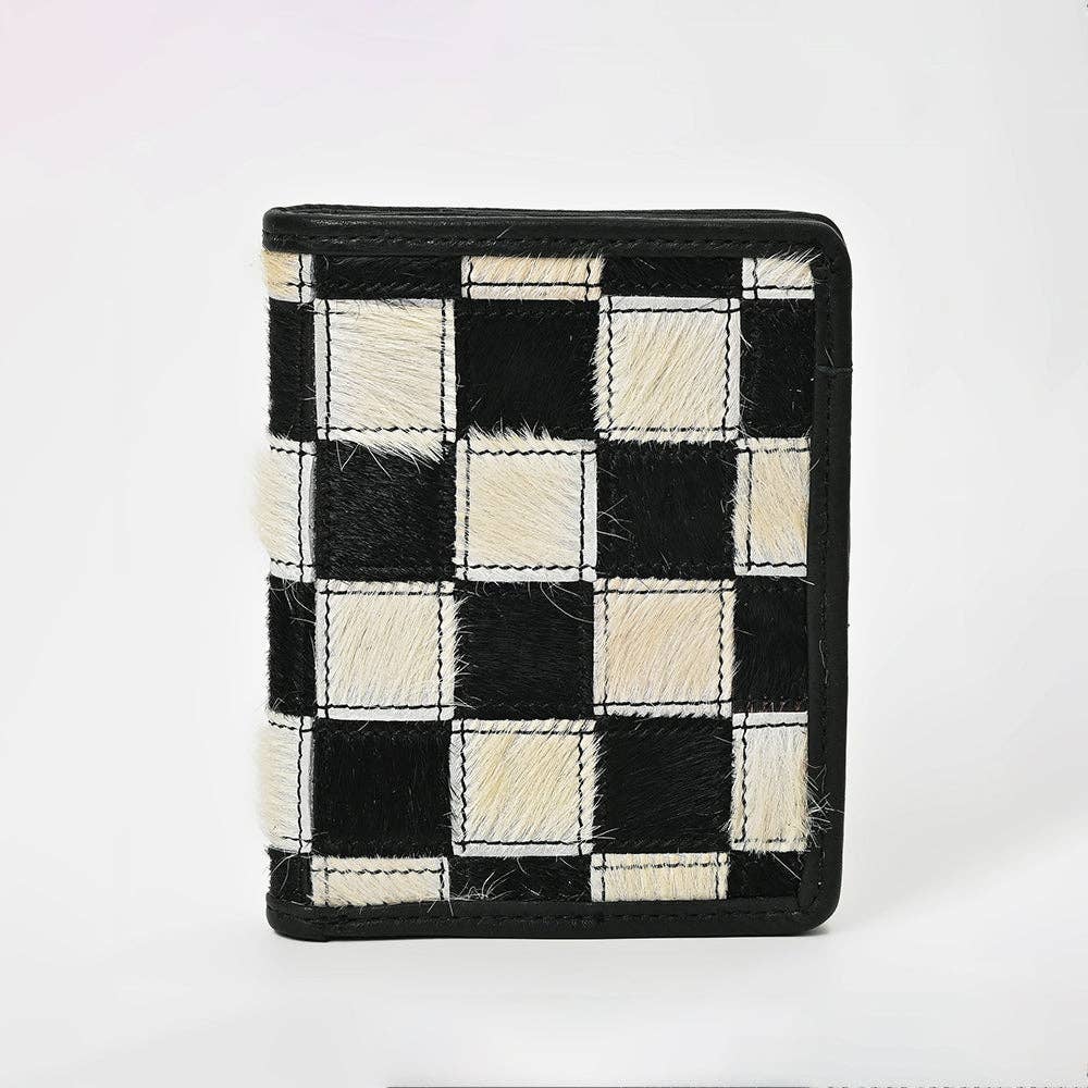LS Western - ADBGM1095 American Darling Checkered Hair on Hide & Leather Bifold Wallet - ADBGM1095C