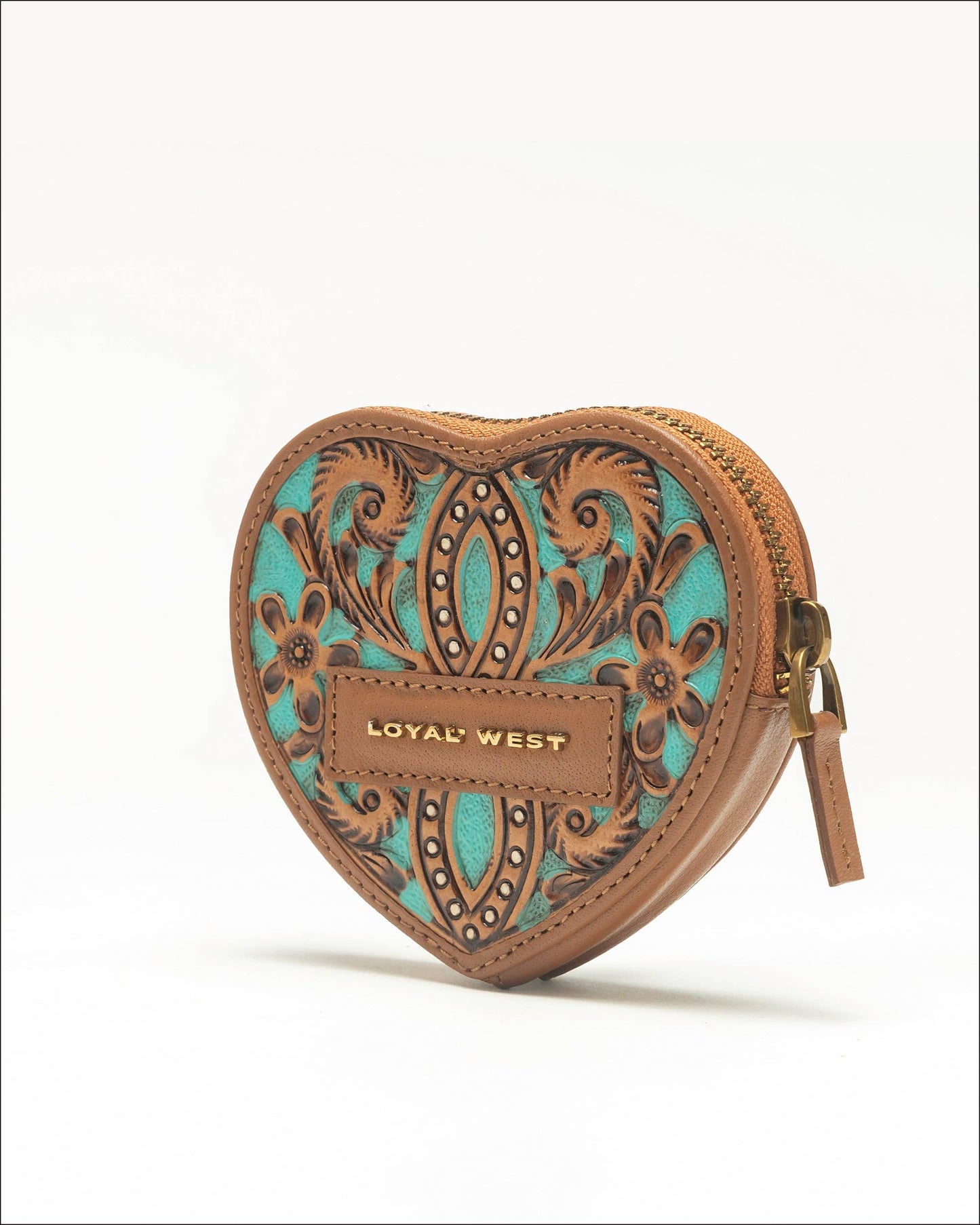 Myra Bag - Cupid Coin Pouch Handtooled Leather - Whiskey & Water - Single