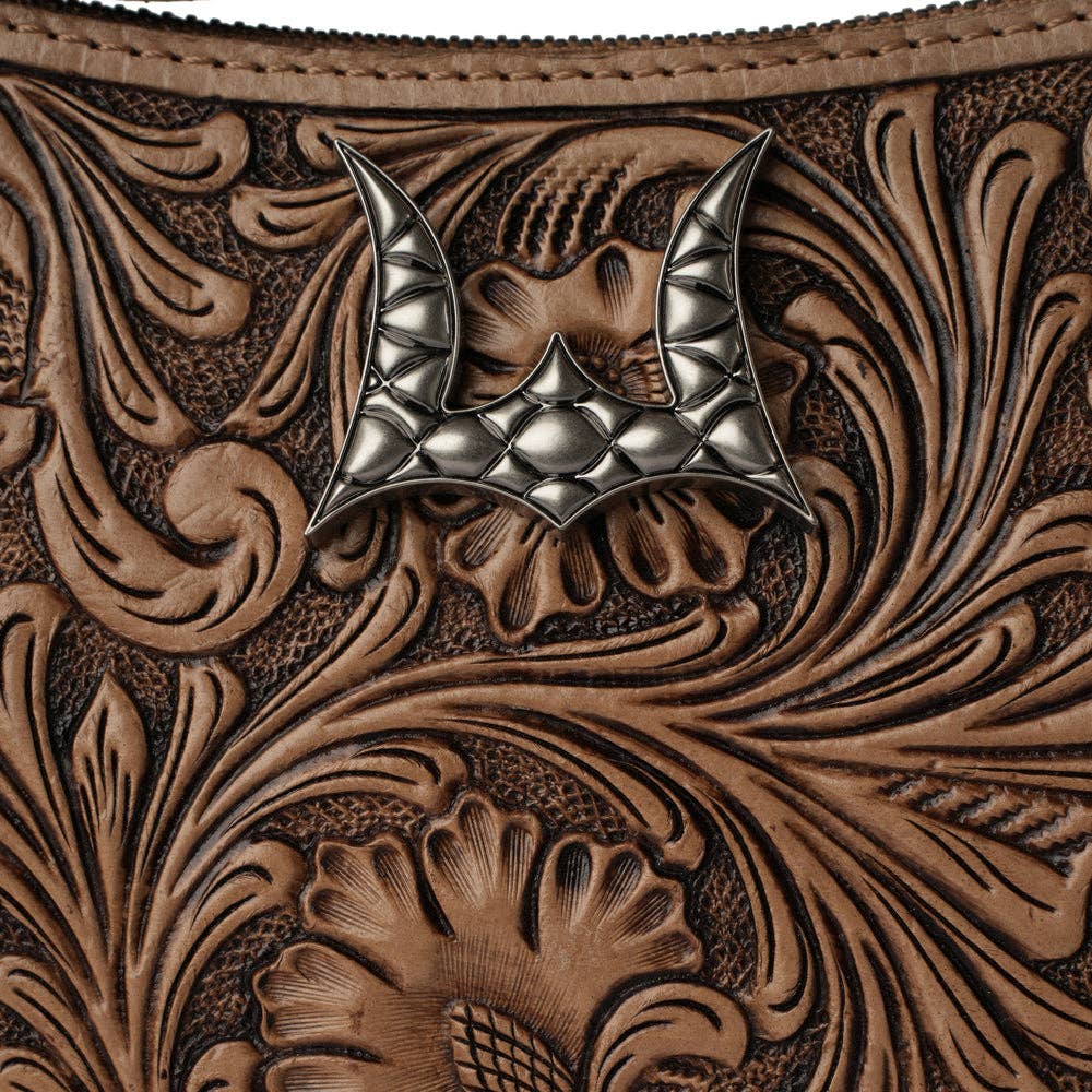 Myra Bag - Handtooled Dannia Large Purse - Saddle Brown - Saddle Brown