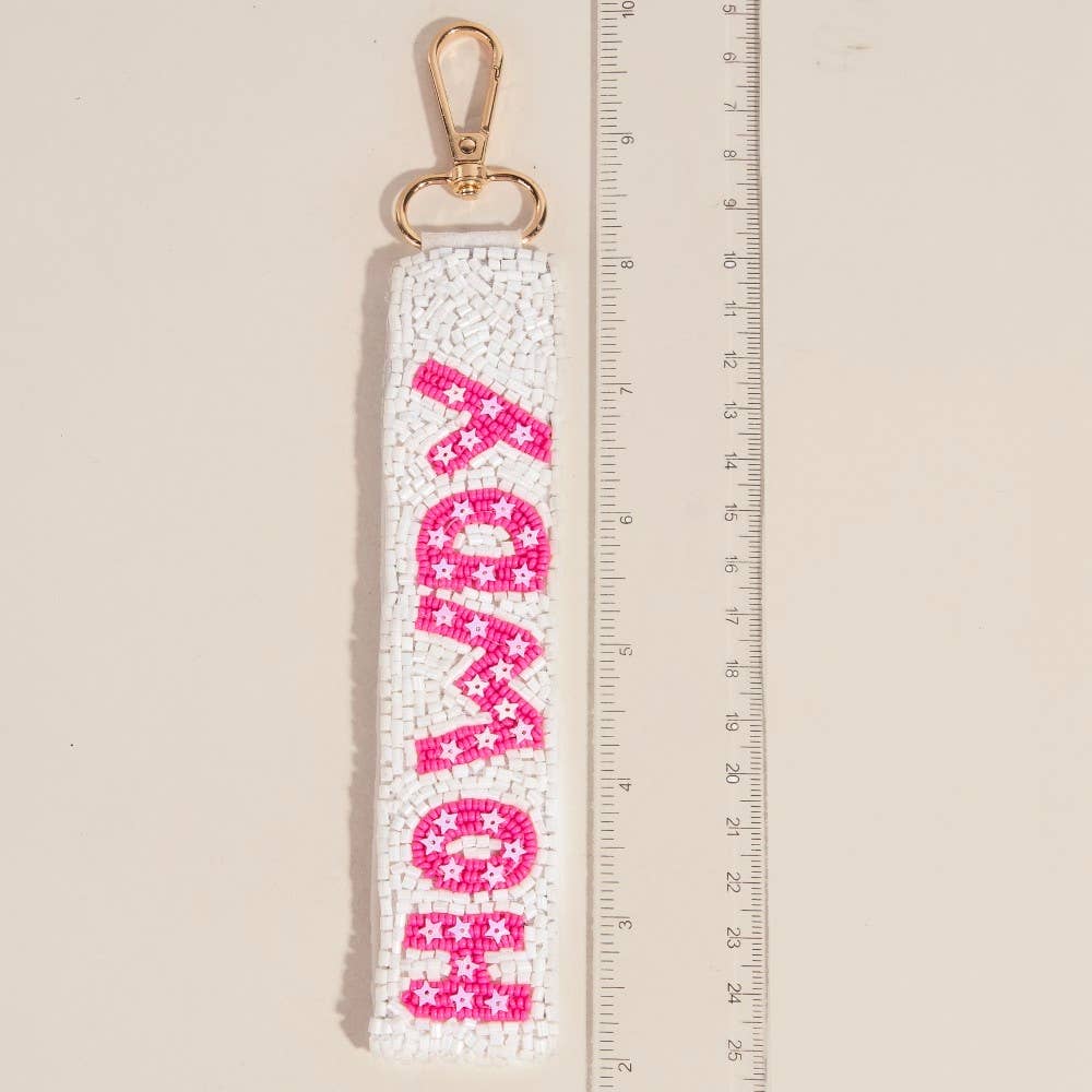 Western Howdy And Stars Beaded Keychain - MULTI