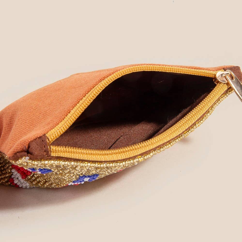 Anarchy Street - Usa Theme Golden Seed Beaded Coin Purse - MULTI