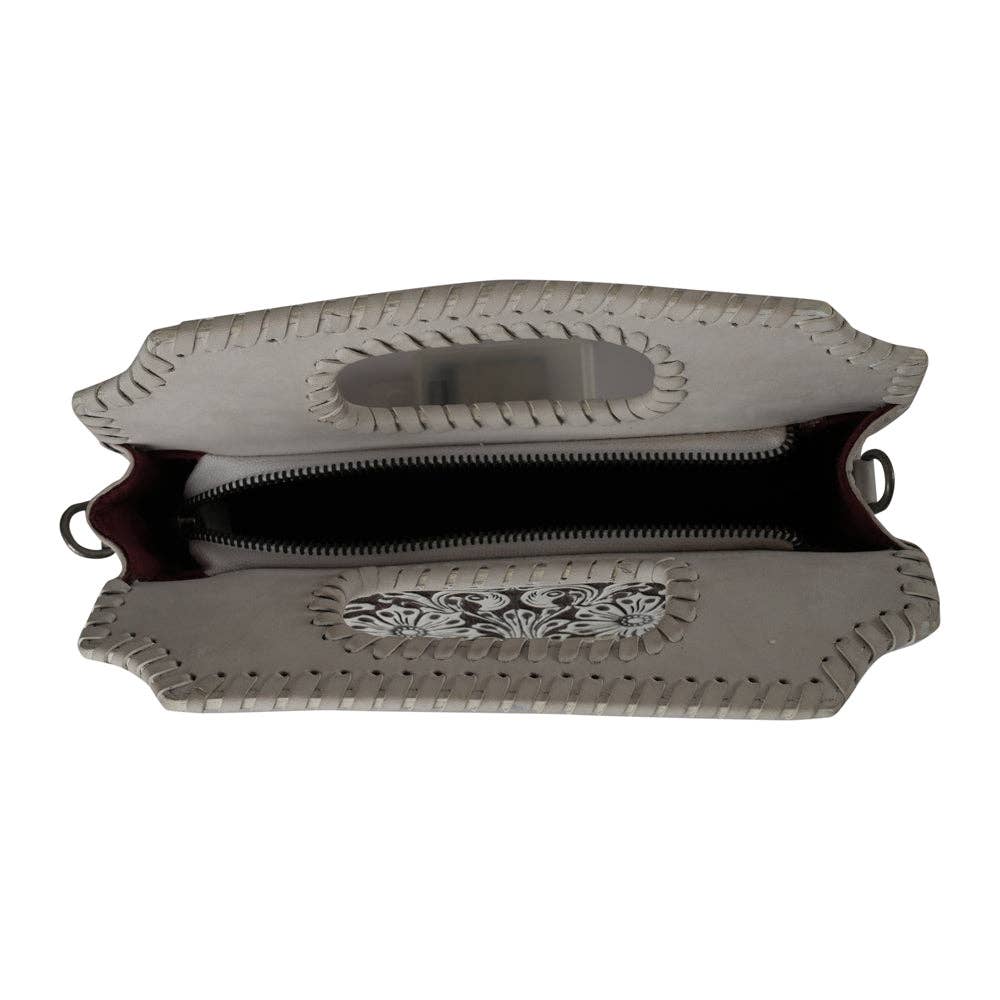 Myra Bag - Handtooled Alma Medium Handbag - Ivory Dust - Ivory Dust