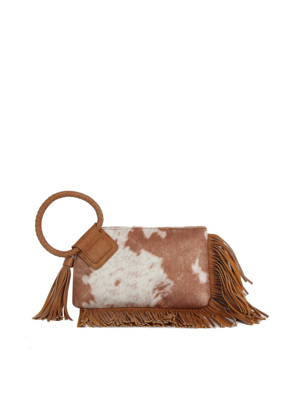 Handbag Factory Corp - Western Fringe Cowhide Ring Clutch - Black