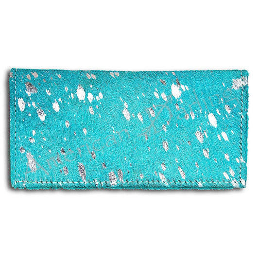 LS Western - ADBG258 American Darling Wallet Bag - Handcrafted Hair-On Cowhide & Genuine Leather Western Wallet - ADBG258TRQ