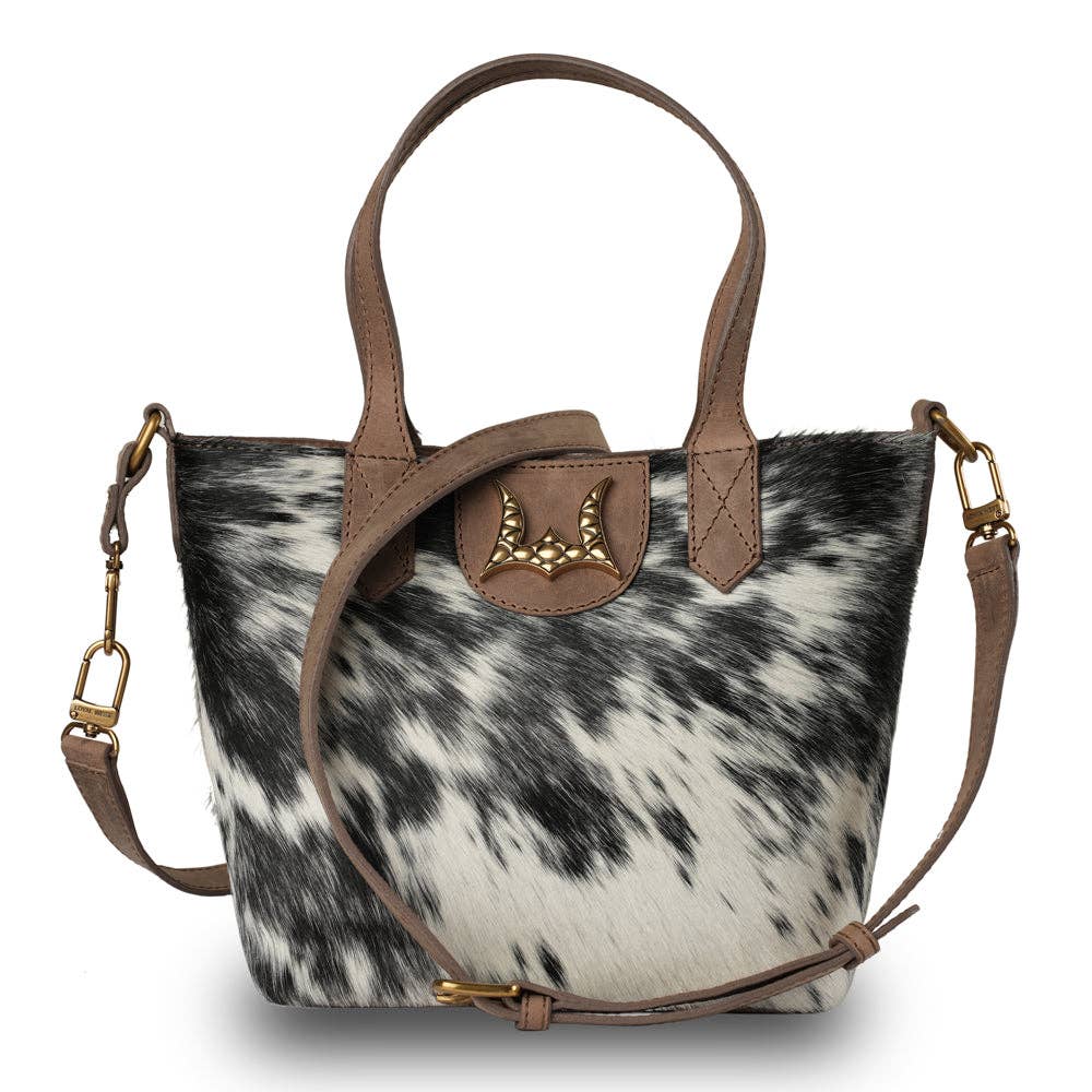 Myra Bag - Dakota Medium CrossBody - Black & White Cowhide - Black & White