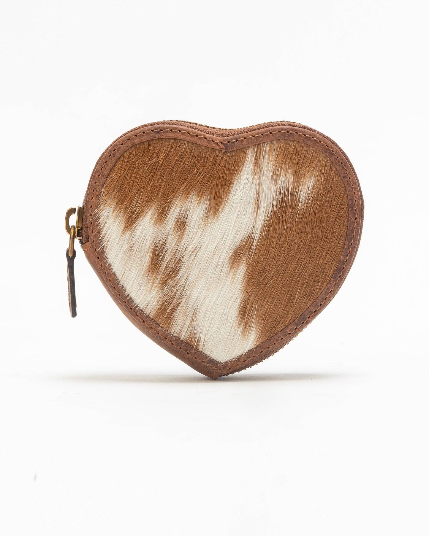 Myra Bag - Cupid Coin Pouch In Brown & White Cowhide