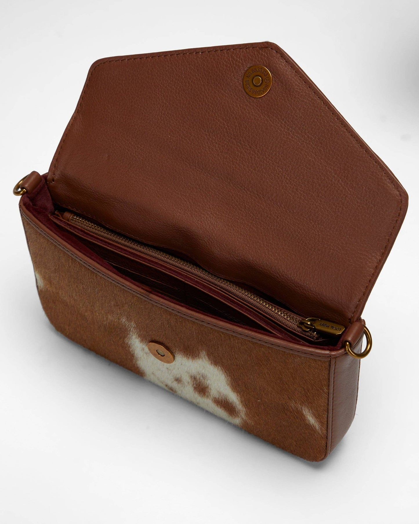 Loyal West - The LW On The Go Mini Chain Bag- In Brown & White Cowhide And Calfskin