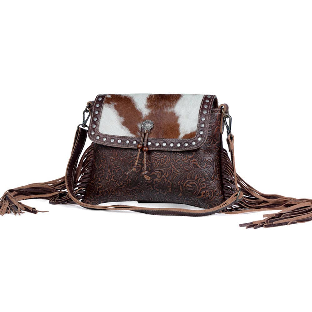 Myra Bag - Carved Blossoms  Leather & Hairon Bag