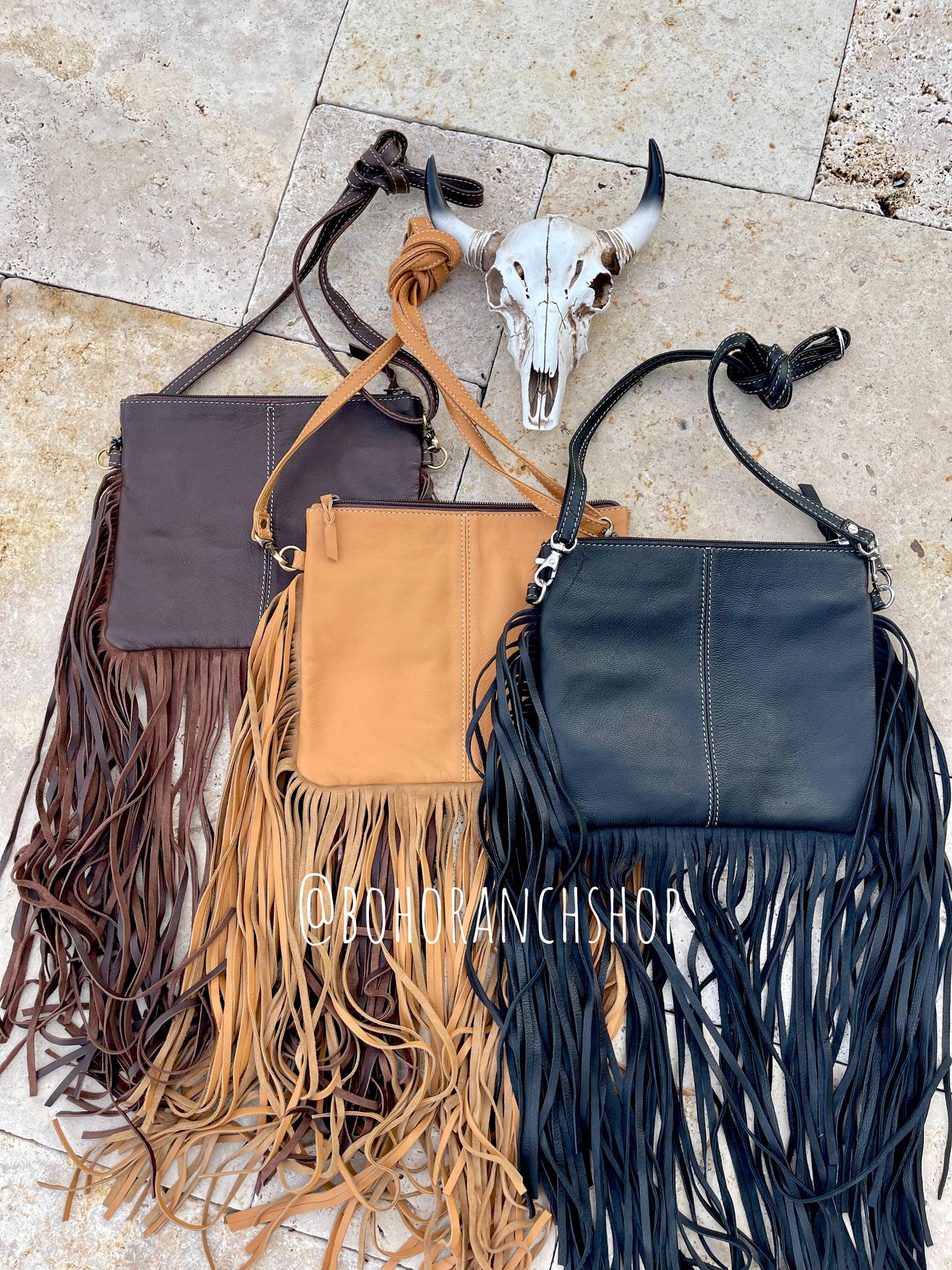 Boho Ranch Shop - THUNDERBIRD COWHIDE CROSSBODY tooled Leather Cowhide Clutch - TAN COWHIDE