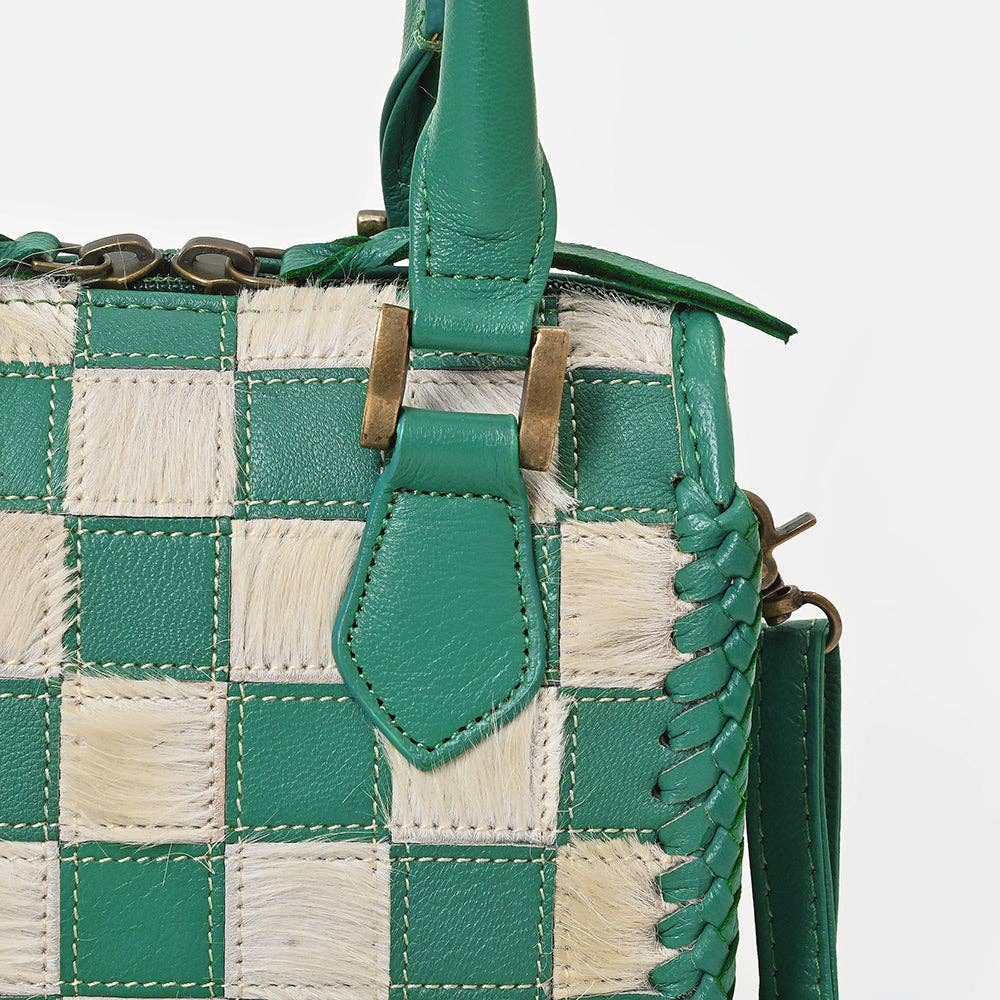 LS Western - ADBGM1087 American Darling Hair on Leather Woven Checkered Handbag