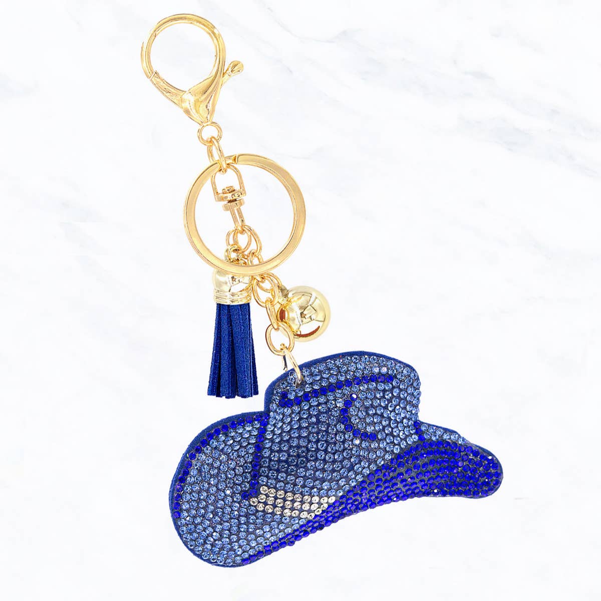 Suzie Q USA - Glittering Stone Cowboy Hat Cushion Keychain - Brown
