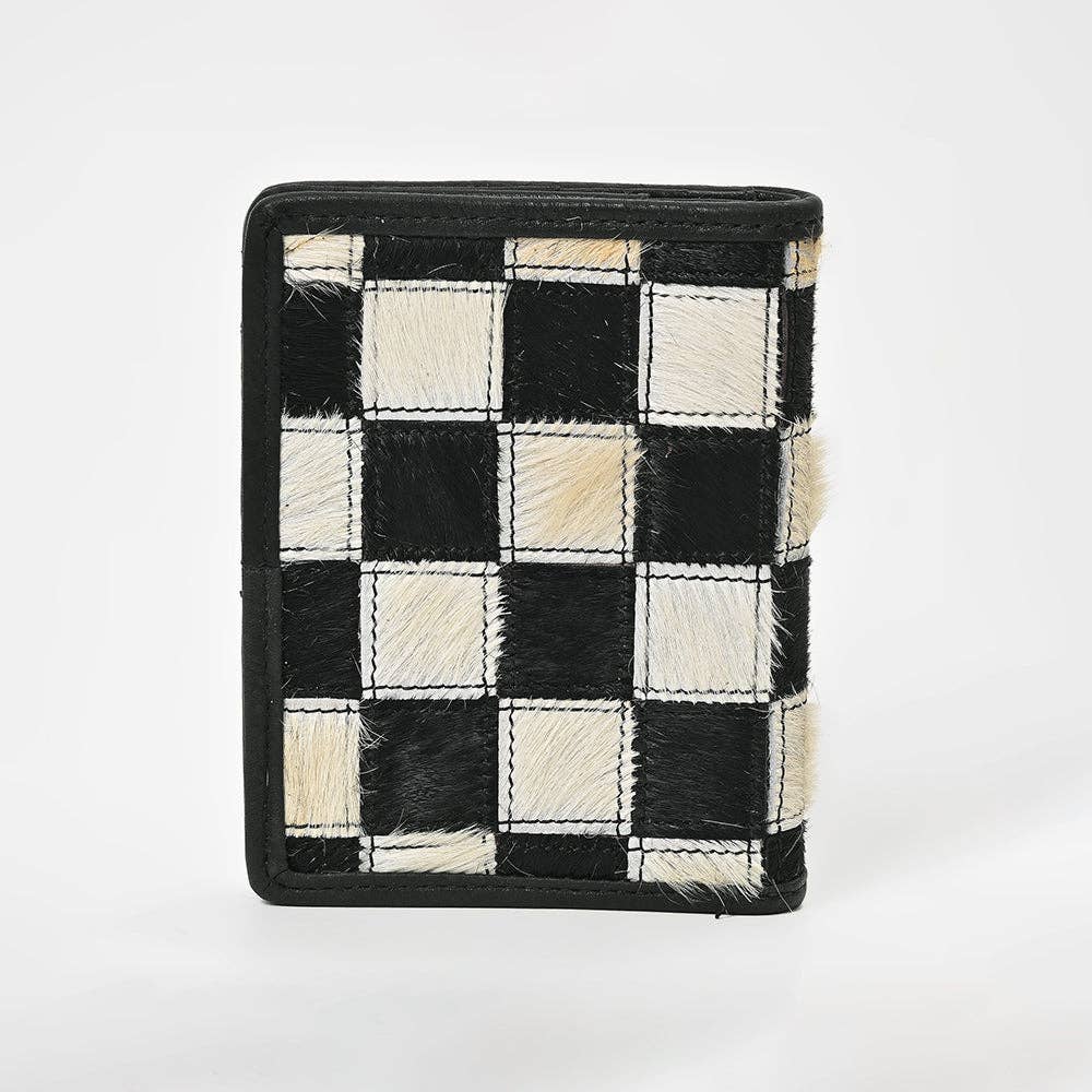 LS Western - ADBGM1095 American Darling Checkered Hair on Hide & Leather Bifold Wallet - ADBGM1095C