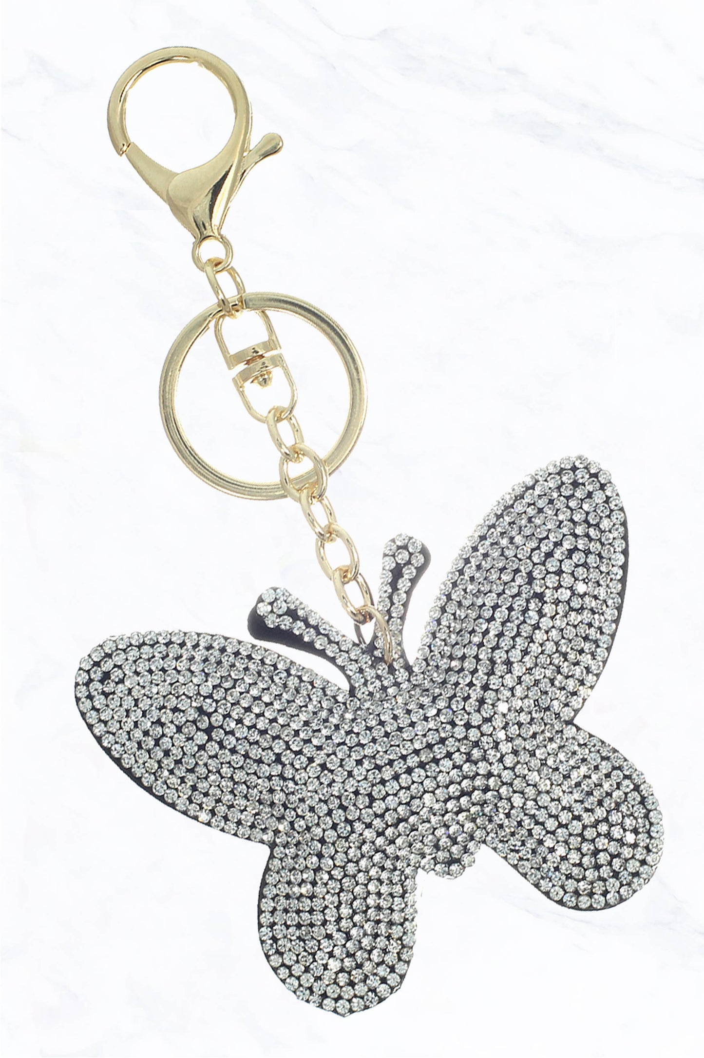 Suzie Q USA - Glittering Colorful Rhinestone Butterfly Keychain - Rose