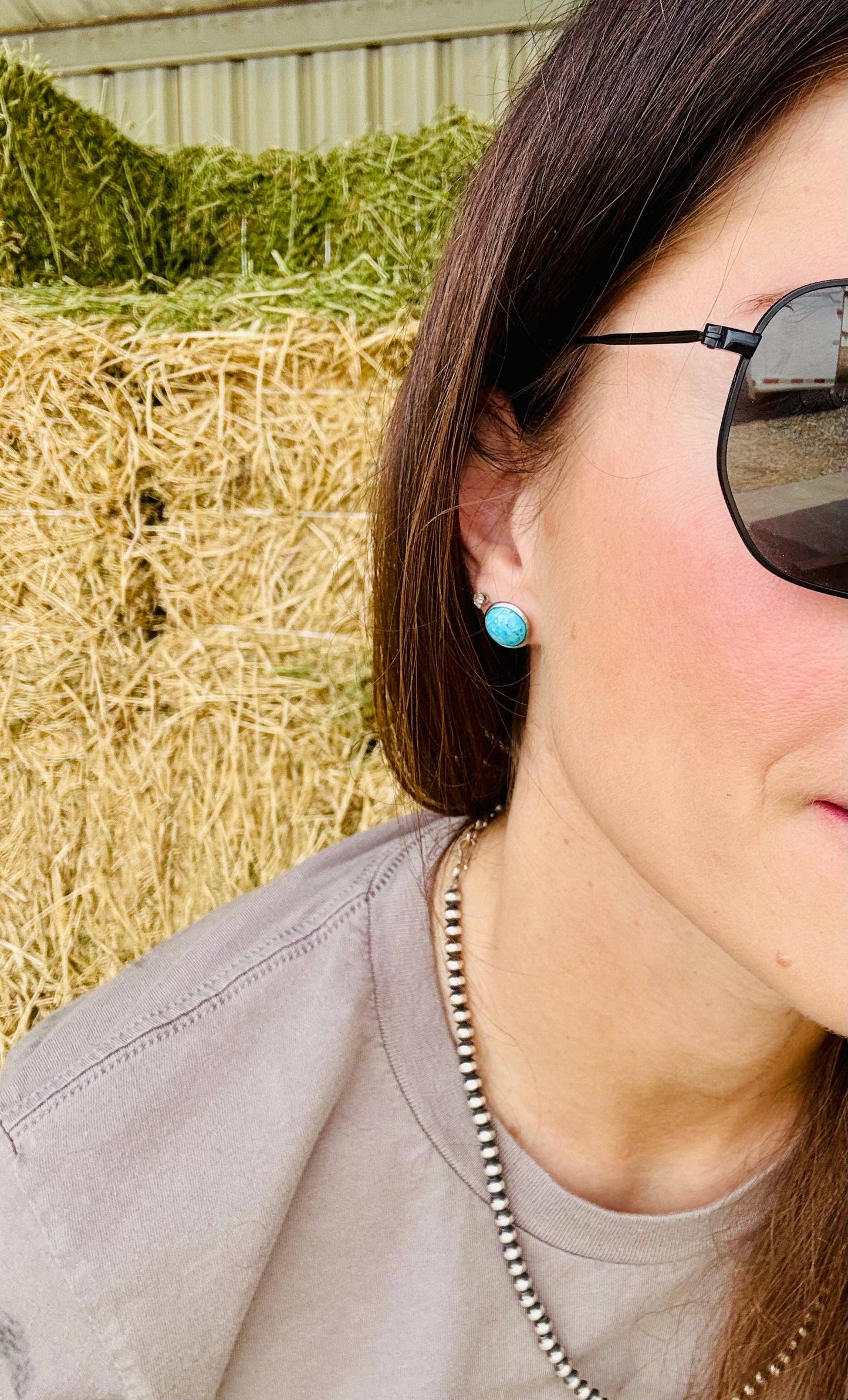 Genuine Turquoise Stud Earring stud - Kingman Turquoise