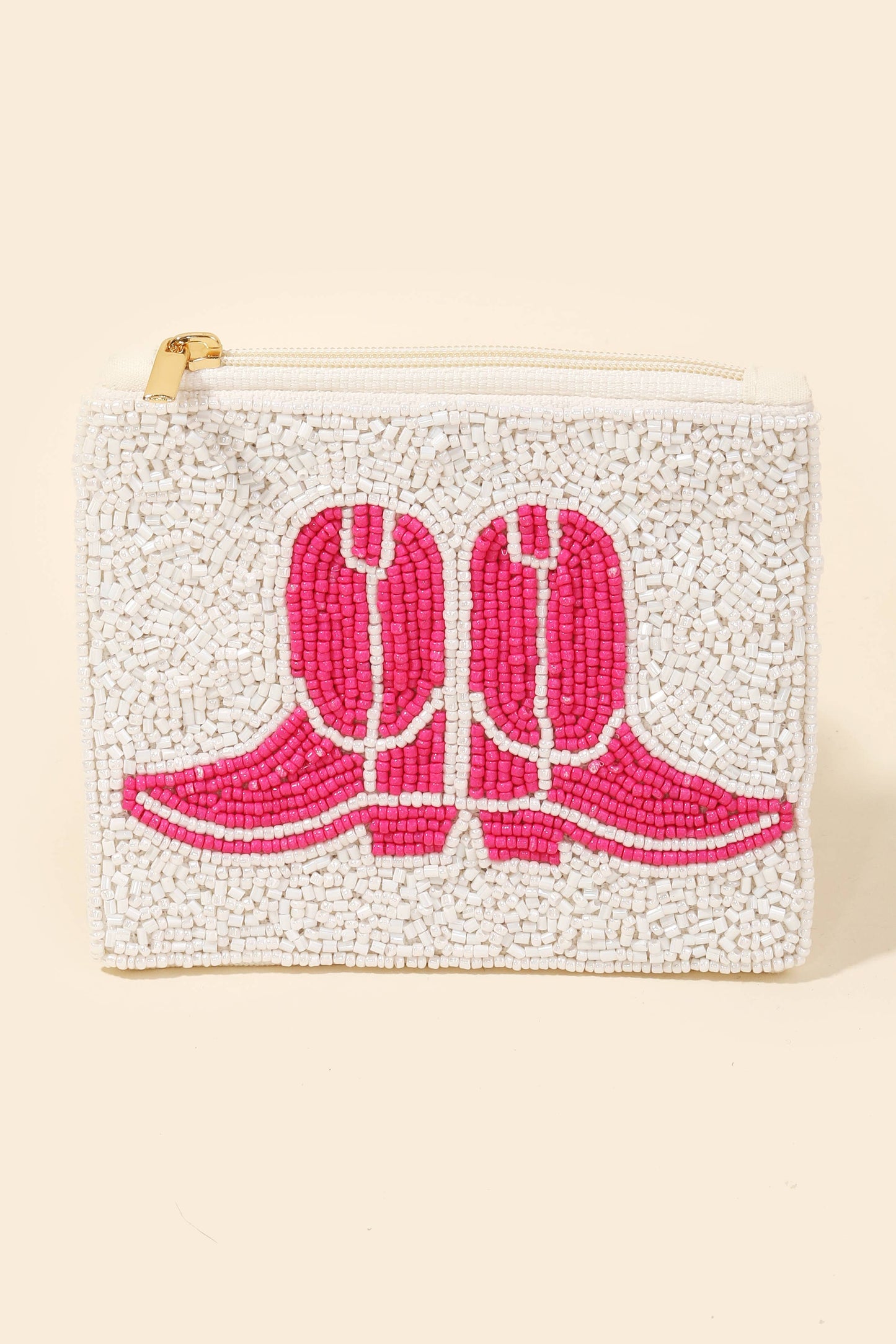 Pink Seed Beaded Coin Purse - MULTI