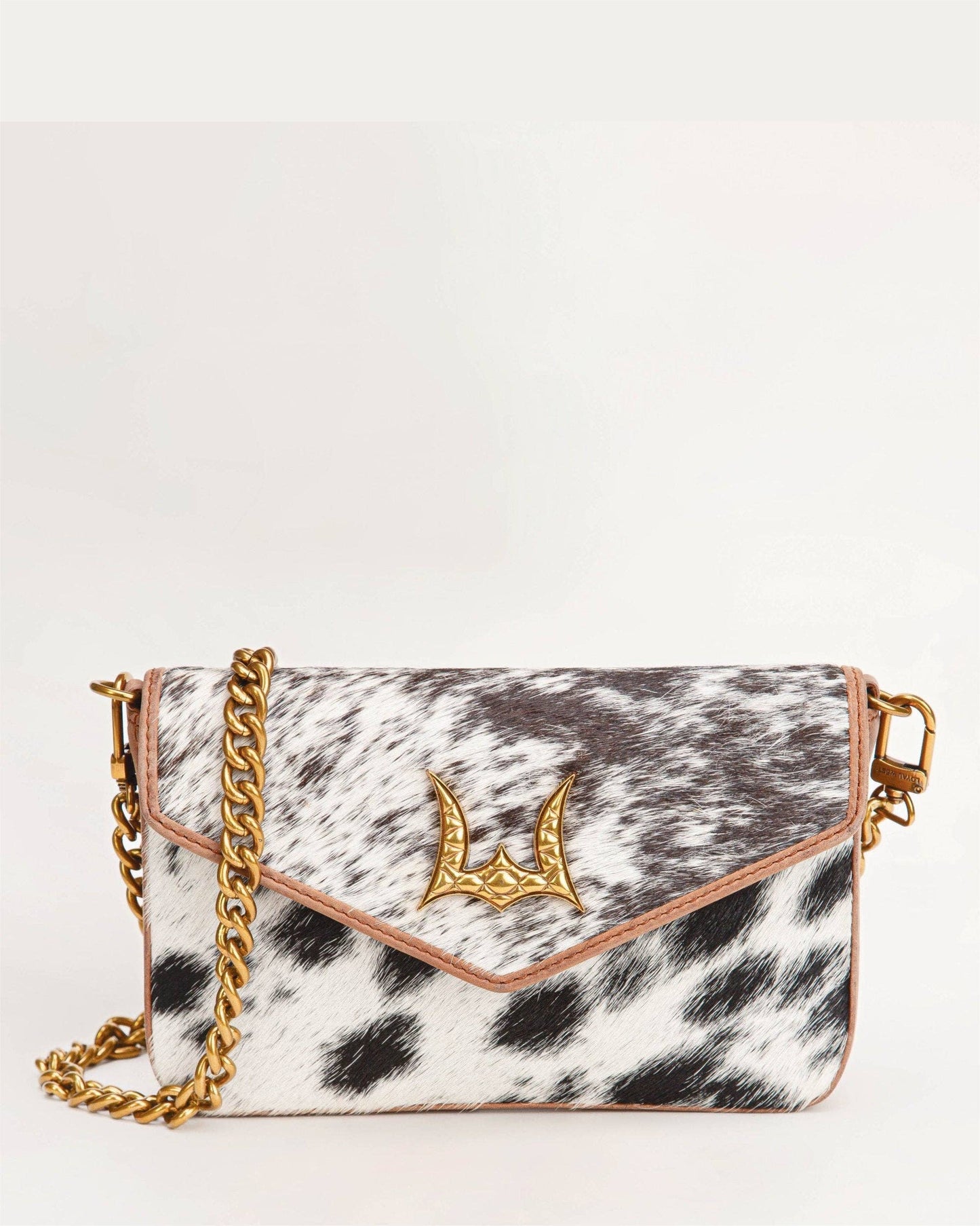 Myra Bag - Loyal West The On The Go Mini Chain Bag- In Brown & White Cowhide And Calfskin - Single