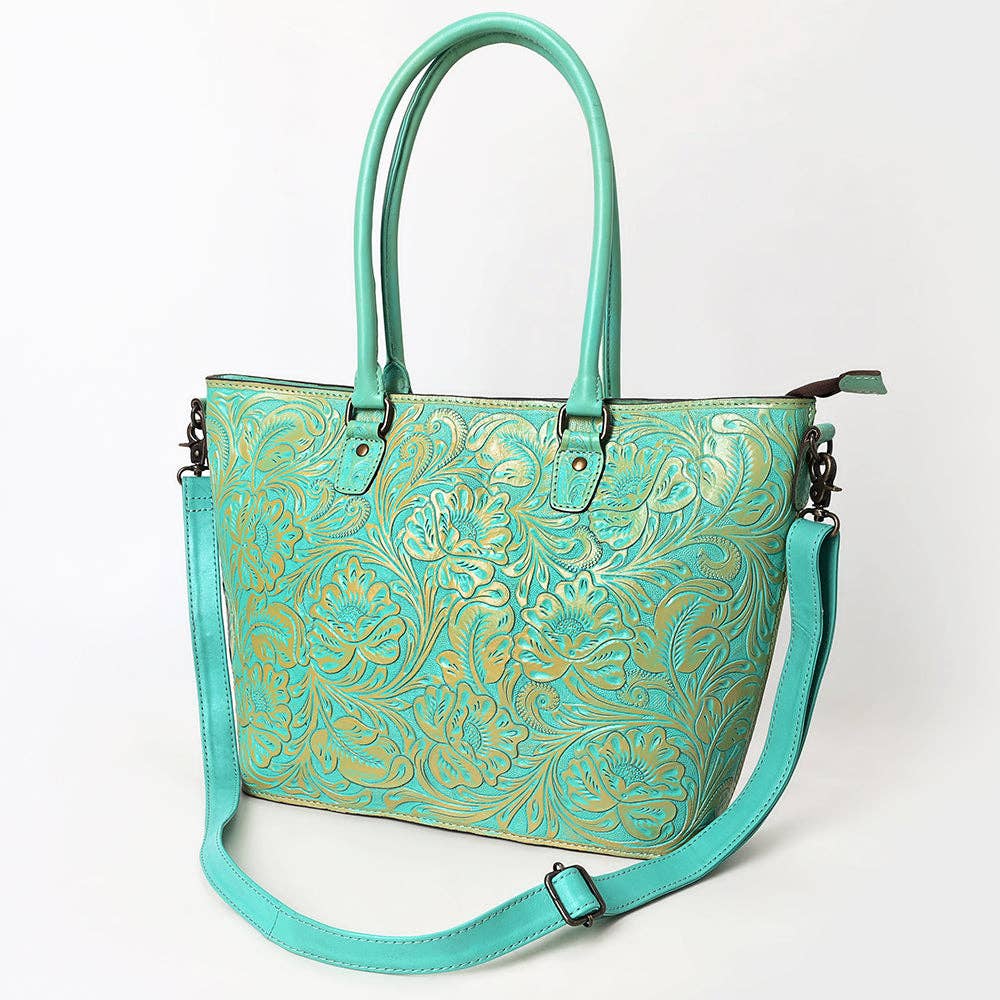 LS Western - ADBG1519 American Darling Western Genuine Leather Tote Bag with Hand-Tooled Detailing | Premium Everyday Carry - ADBG1519B
