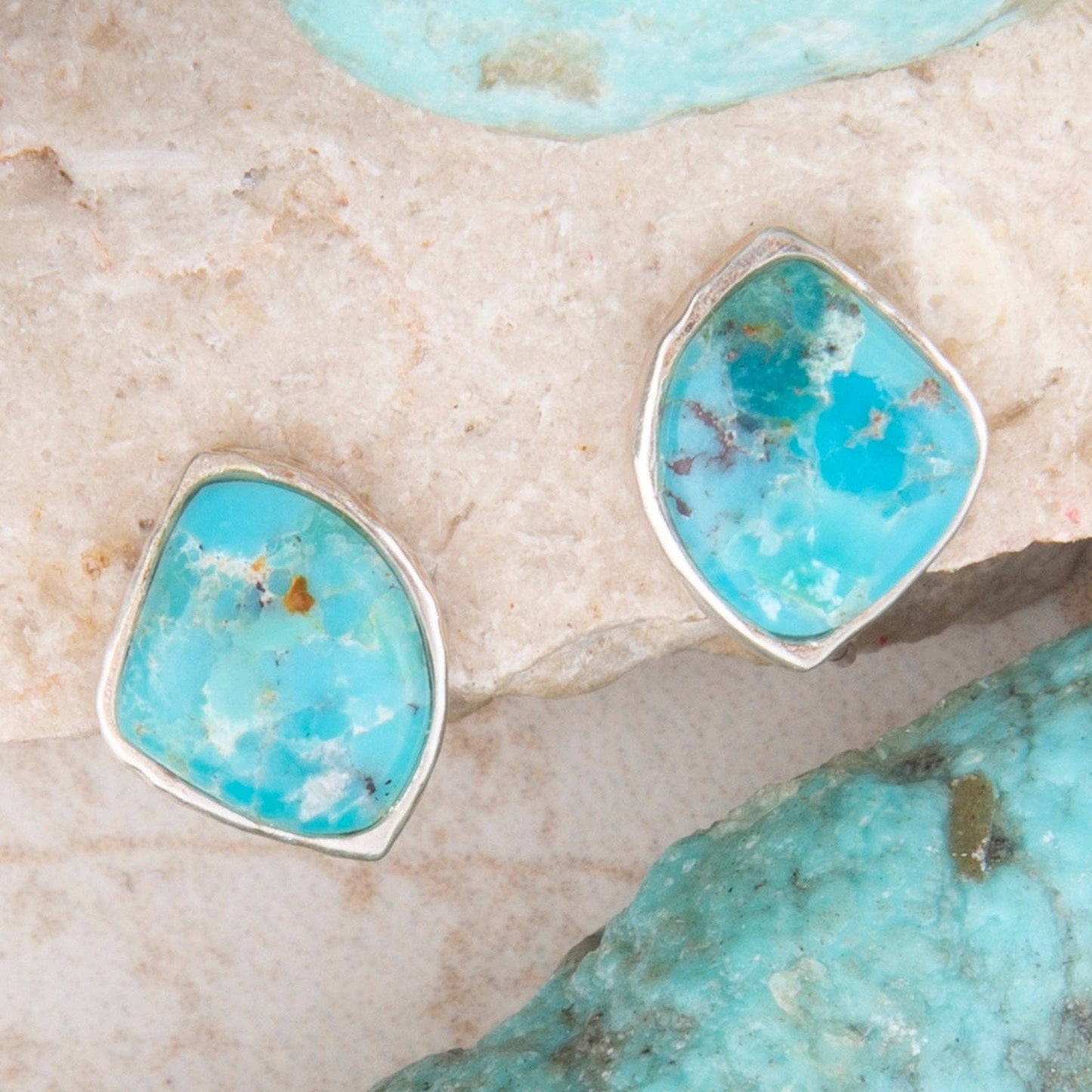 Barse Jewelry - Abstract Blue Turquoise Silver Post Stud Earrings
