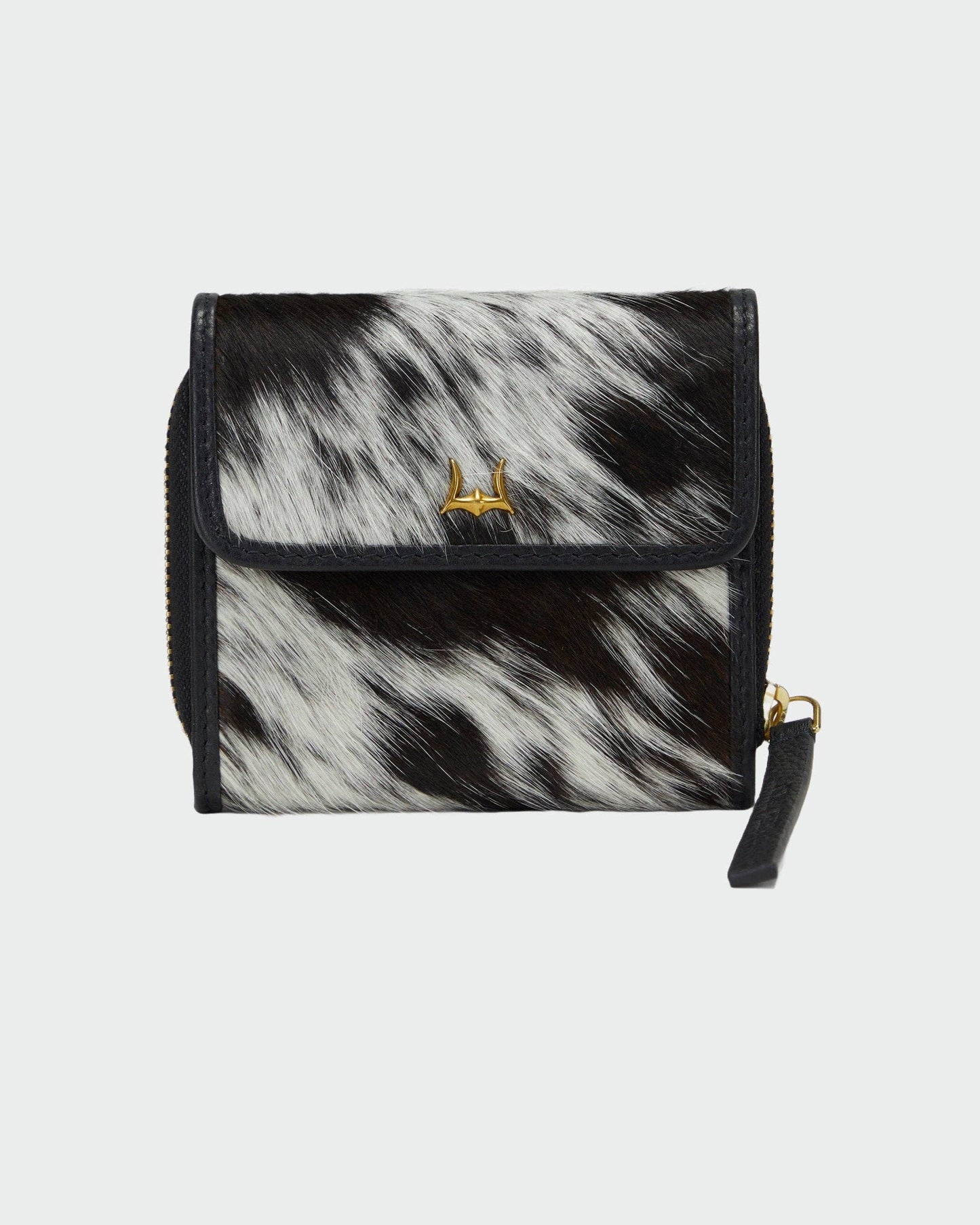 Loyal West - Sophia Card Holder In Black & White Cowhide