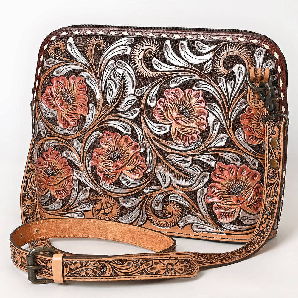 American Darling Hand Tooled Crossbody Bag | Sunflower Western Purse - ADBG1719A