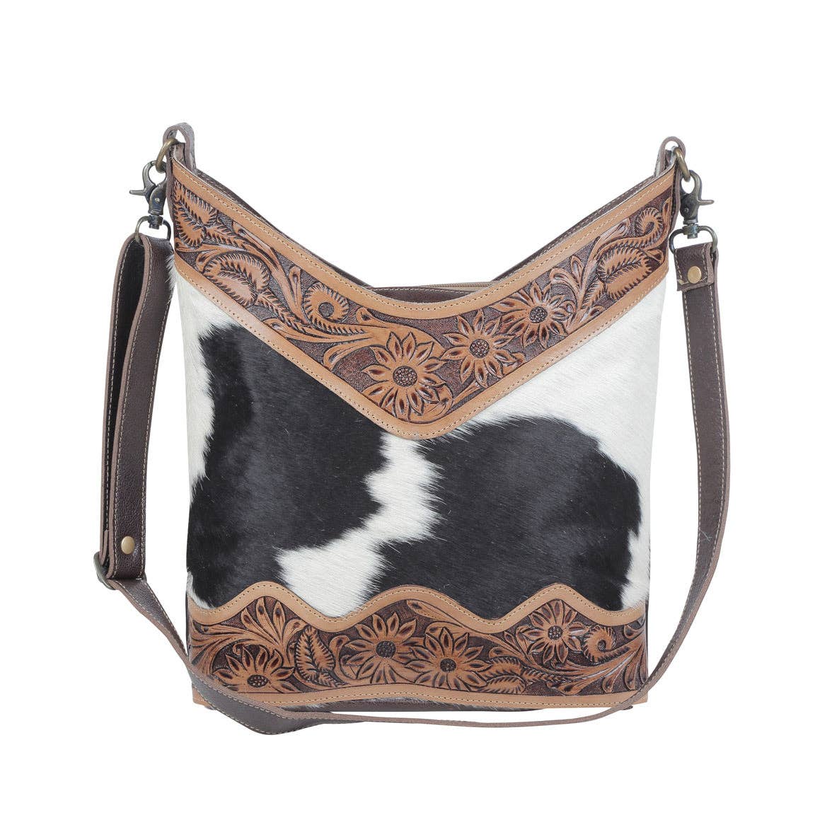 Myra Bag - Coco and cream Hand-Tooled Bag