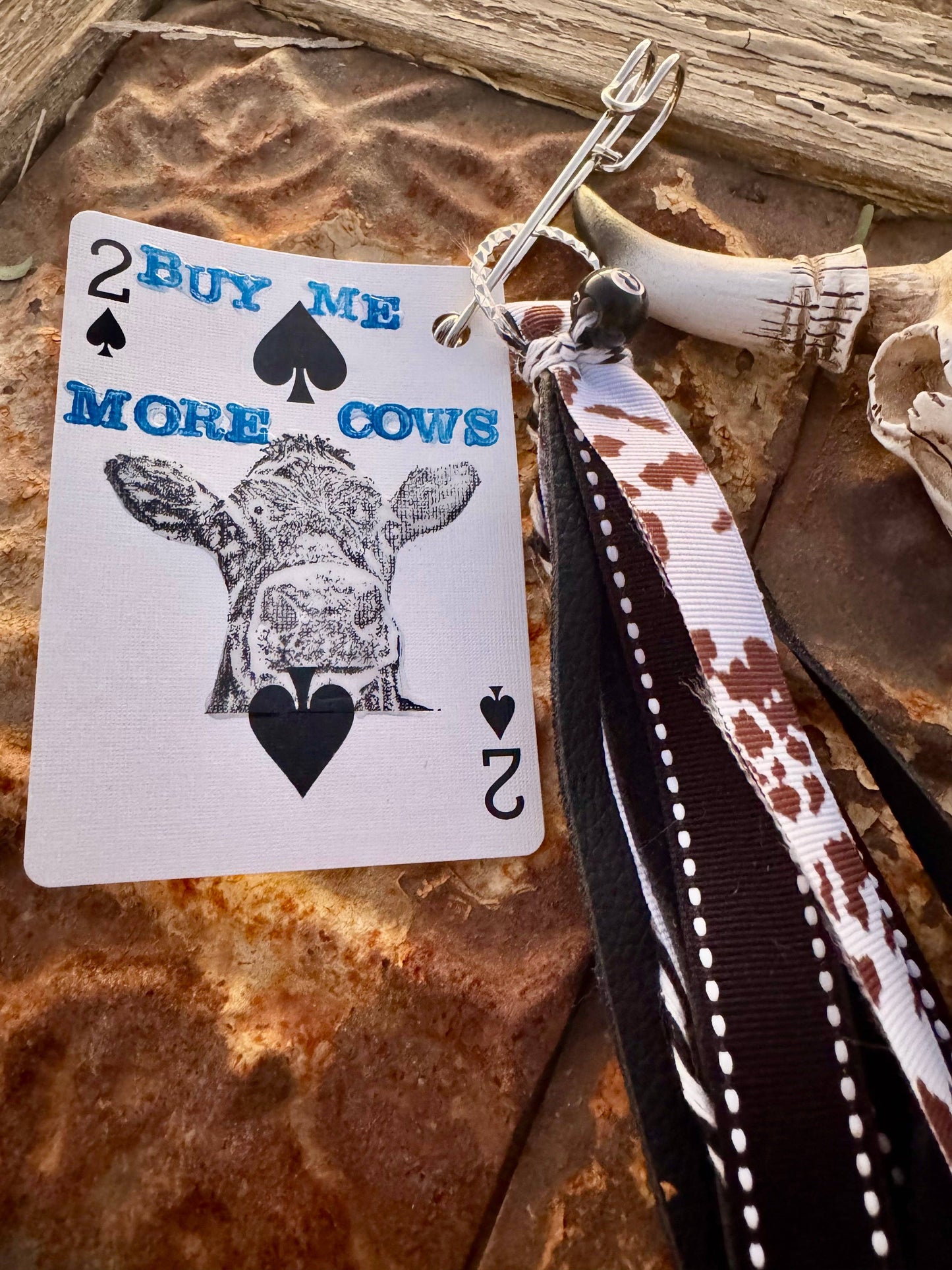 Wild Hancock Creations - Western Keychain/Fringe Keychain/Purse Accessory - BUY ME MORE COWS