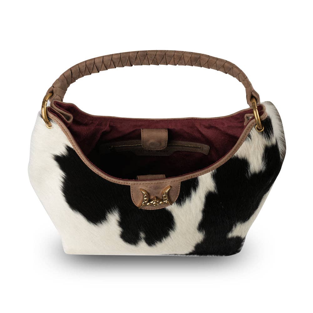 Myra Bag - LW Medium Purse - Black & White Cowhide - Black & White