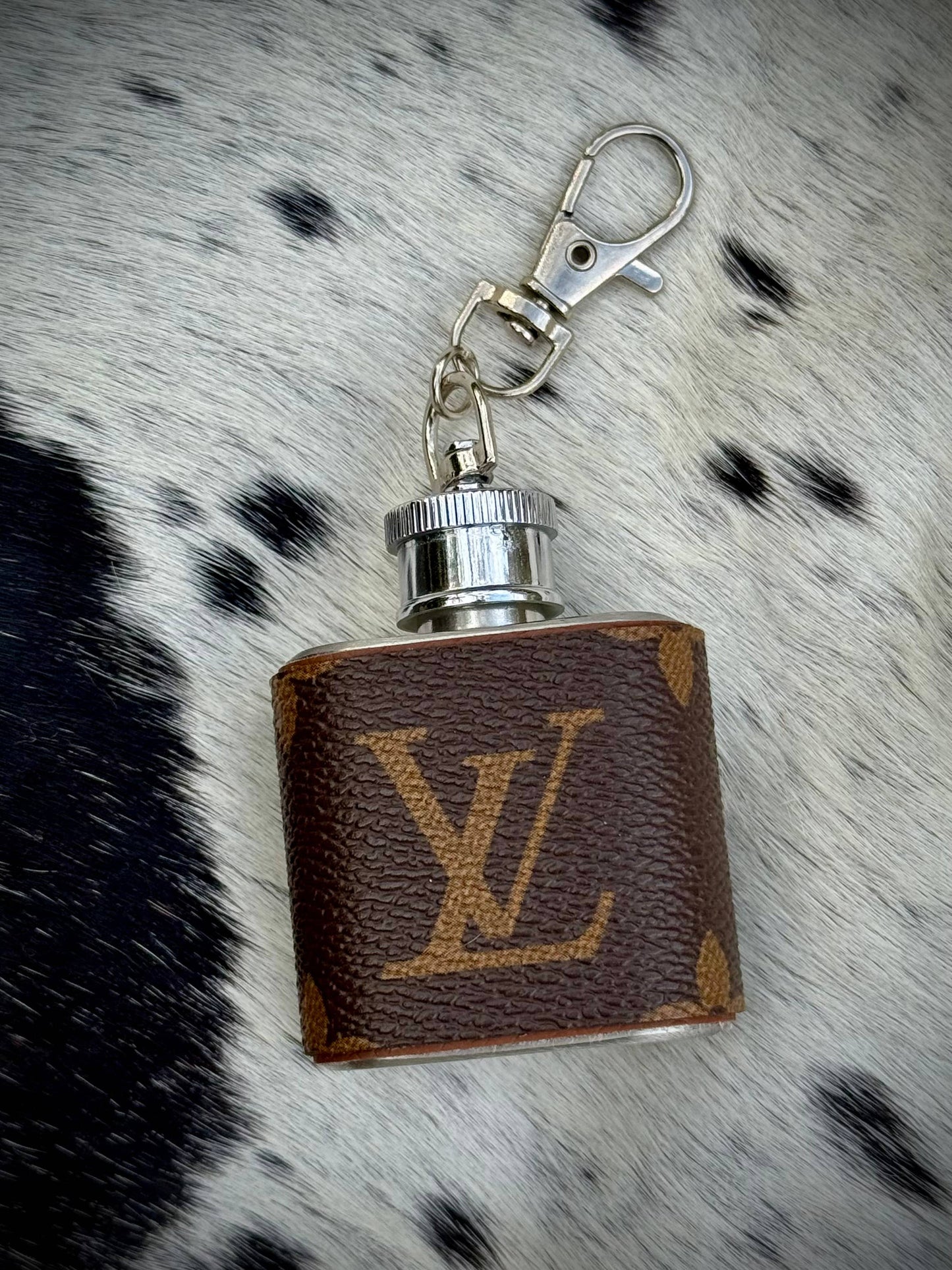 Southern Junkie Gypsy Boutique - Upcycled LV Mini Flask Bag Charm Keychain Western 
