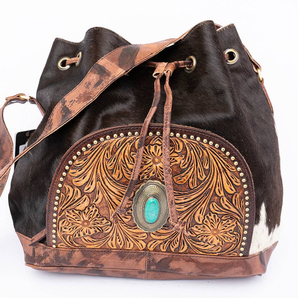 LS Western - ADBGI226 Bucket Hair On Genuine Western Leather Women Bag - ADBGI226A