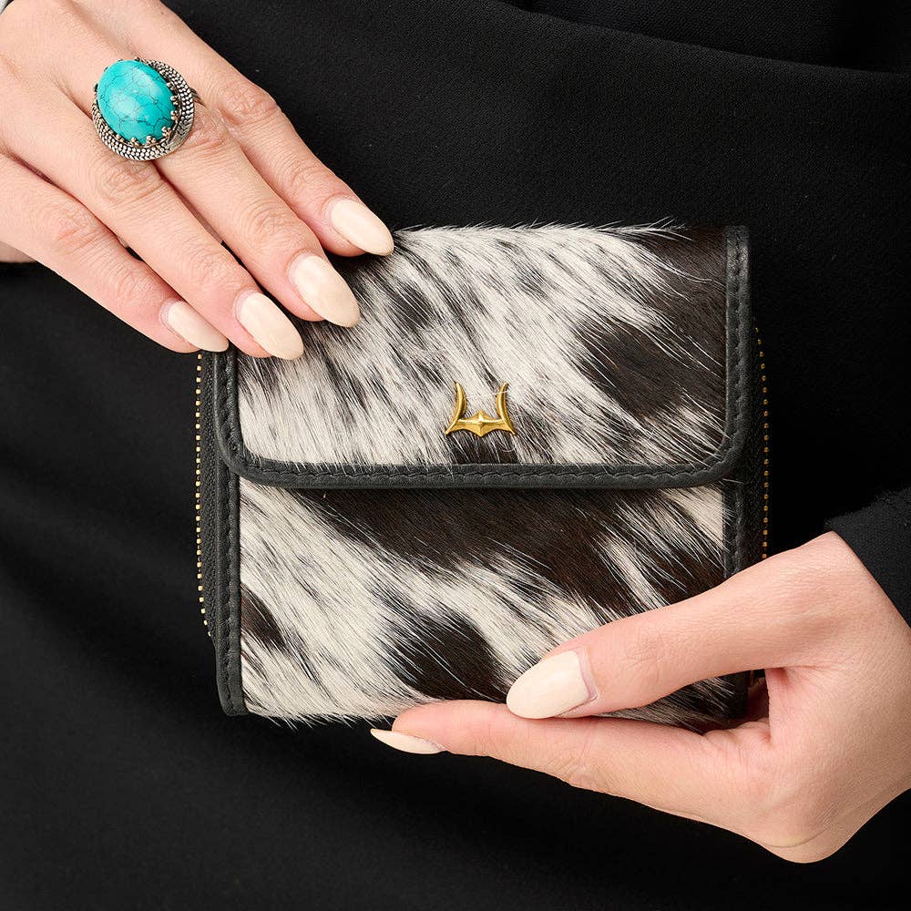 Myra Bag - Loyal West Sophia Card Holder In Black & White Cowhide - Single