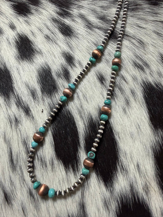 Z Bars Jewelry - #153 Sterling Pearls with Copper Pearl Accents - 18"