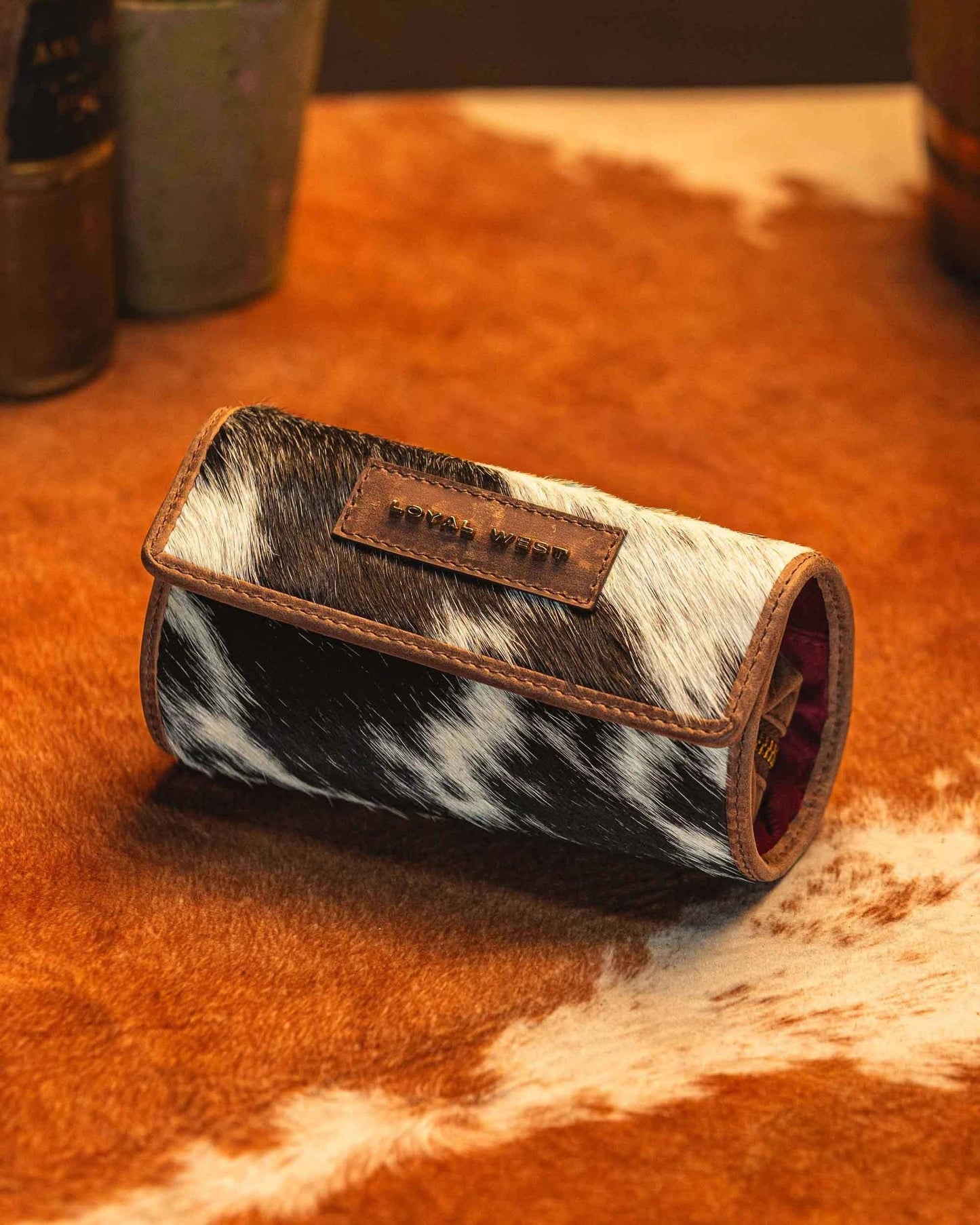 Loyal West - Canyon Jewellery Case - Black & White Cowhide