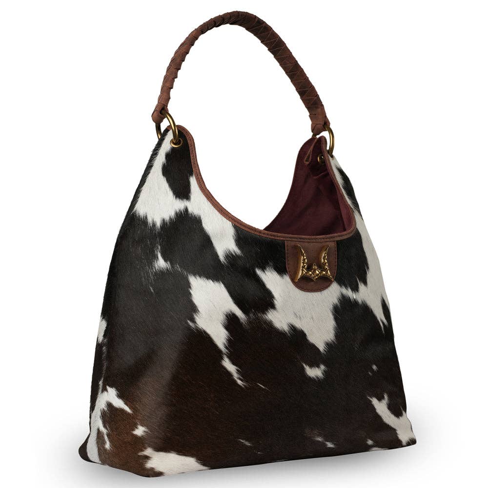 Myra Bag - LW Large Purse - Black & White Cowhide With Oiled Ruby Leather - Black & White
