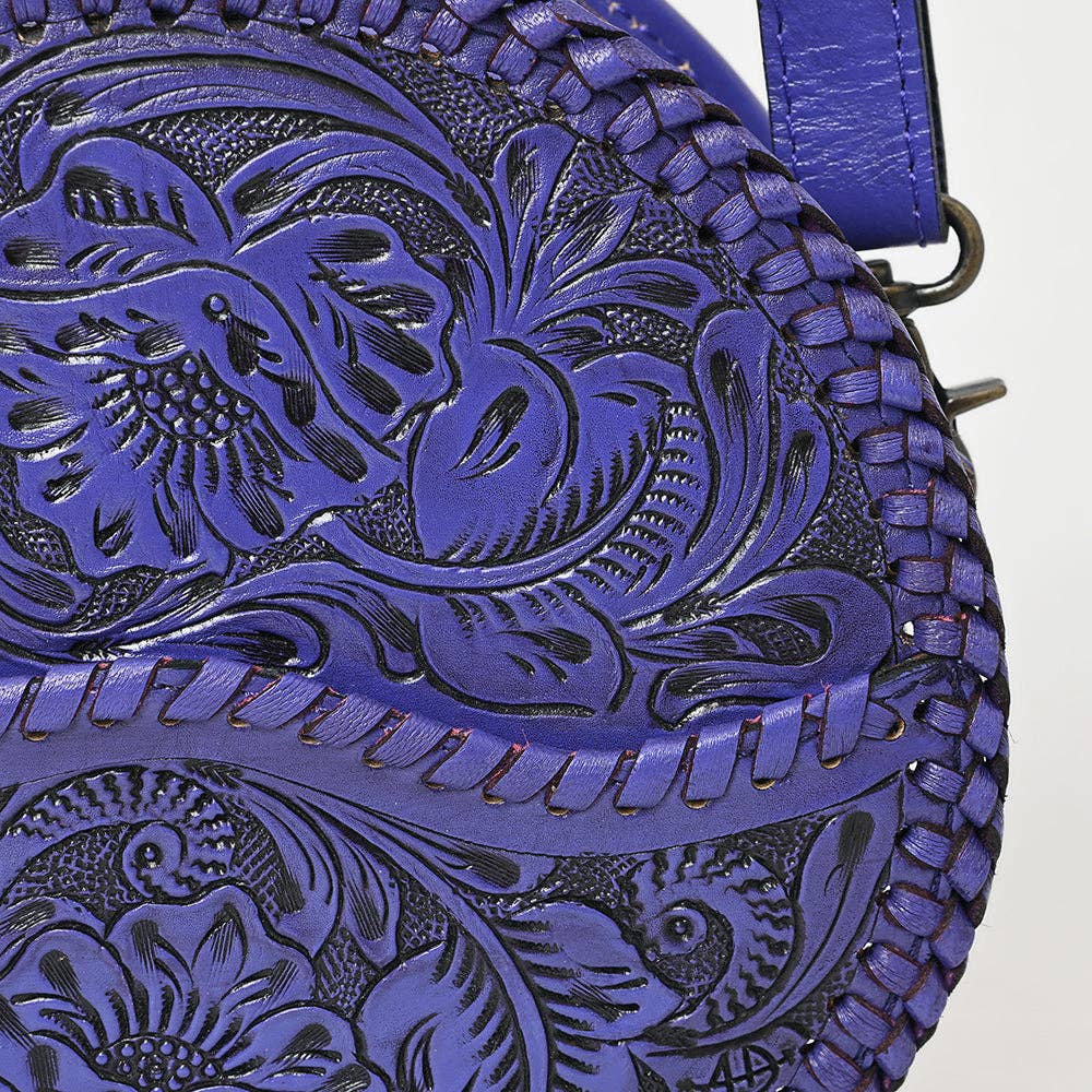 LS Western - ADBG1461 American Darling Western Leather Canteen Bag with Hand-Tooled Floral Detailing | Genuine Leather Crossbody - ADBG1461A
