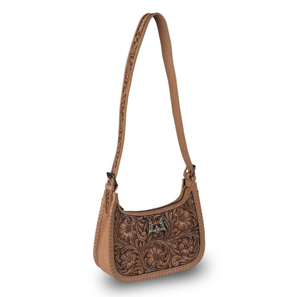 Myra Bag - Handtooled Dannia Large Purse - Saddle Brown - Saddle Brown