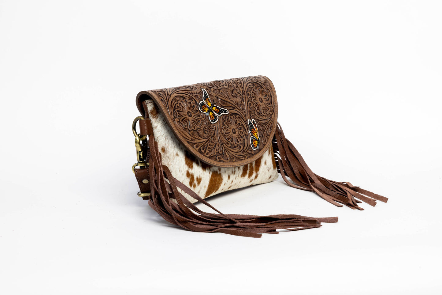 Leather Impressions Inc - Brown Western Shoulder Bag with Butterfly ABHB 18-25203