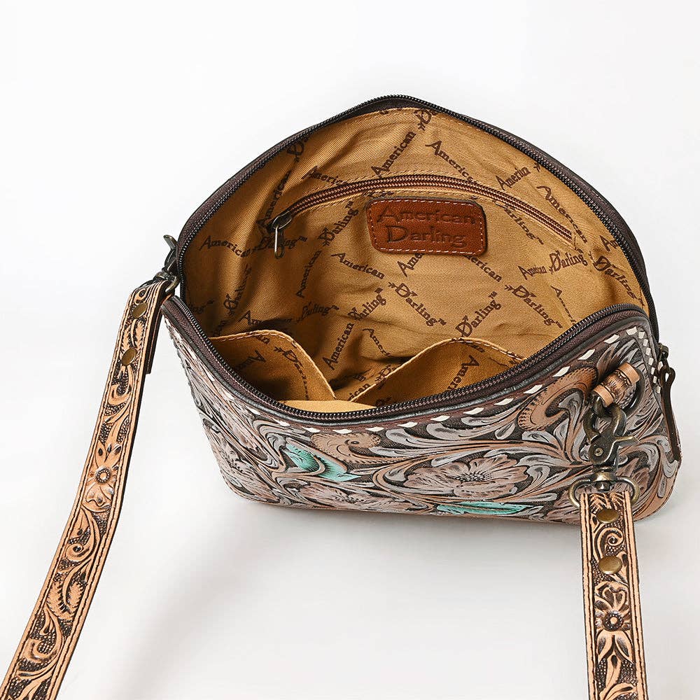 American Darling Hand Tooled Crossbody Bag | Sunflower Western Purse - ADBG1719A