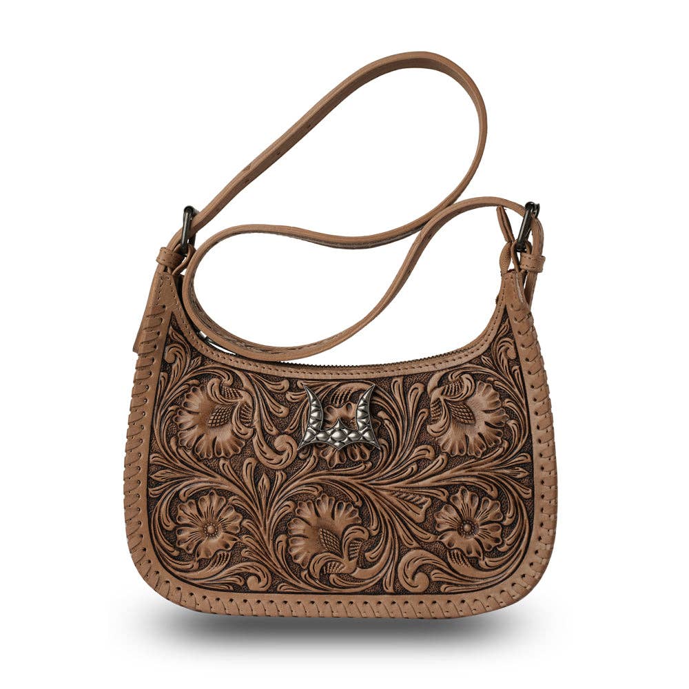 Myra Bag - Handtooled Dannia Large Purse - Saddle Brown - Saddle Brown
