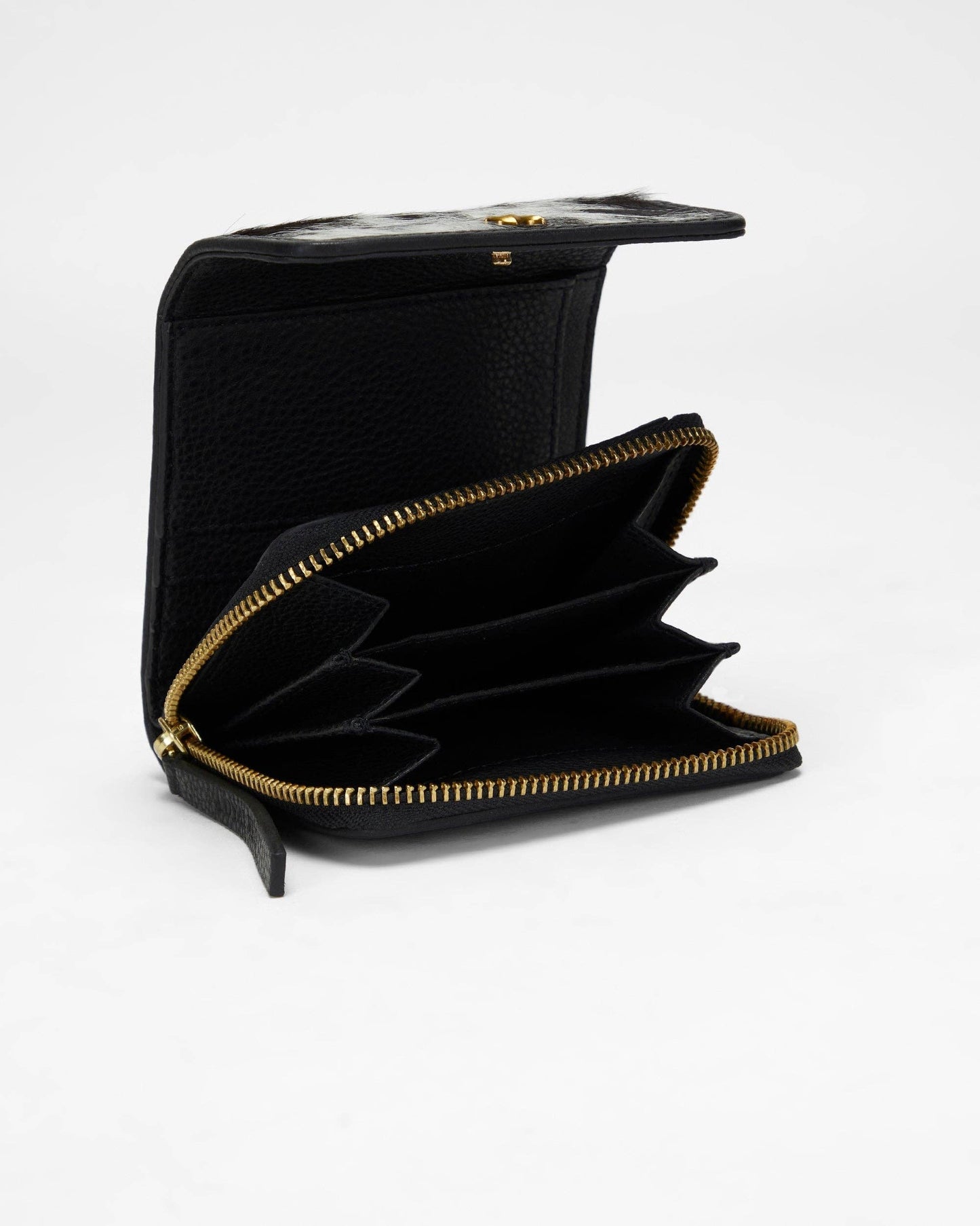 Loyal West - Sophia Card Holder In Black & White Cowhide