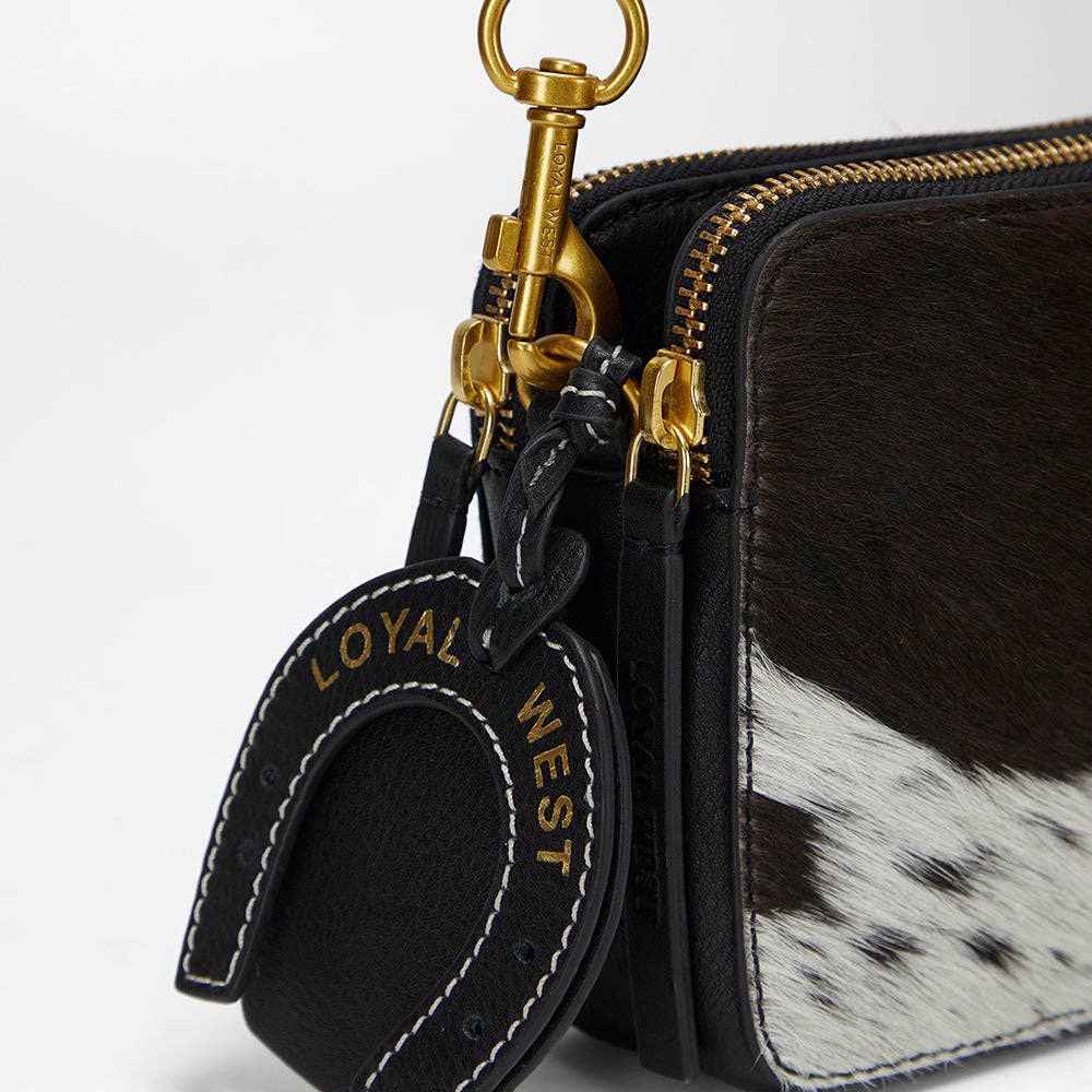 Myra Bag - Loyal West Shell Mini Purse In Black & White Cowhide - Single