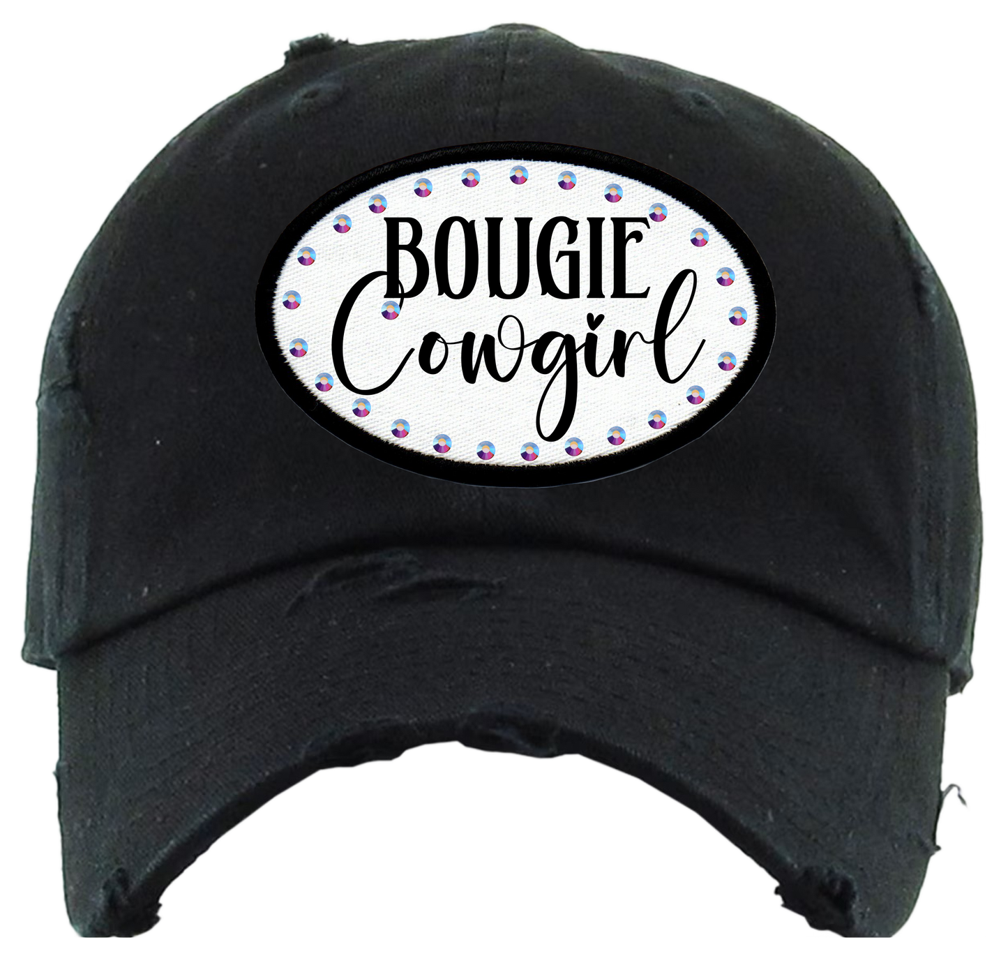 Bougie Cowgirl Blingy Rhinestone Patch Caps  - Leopard Trucker