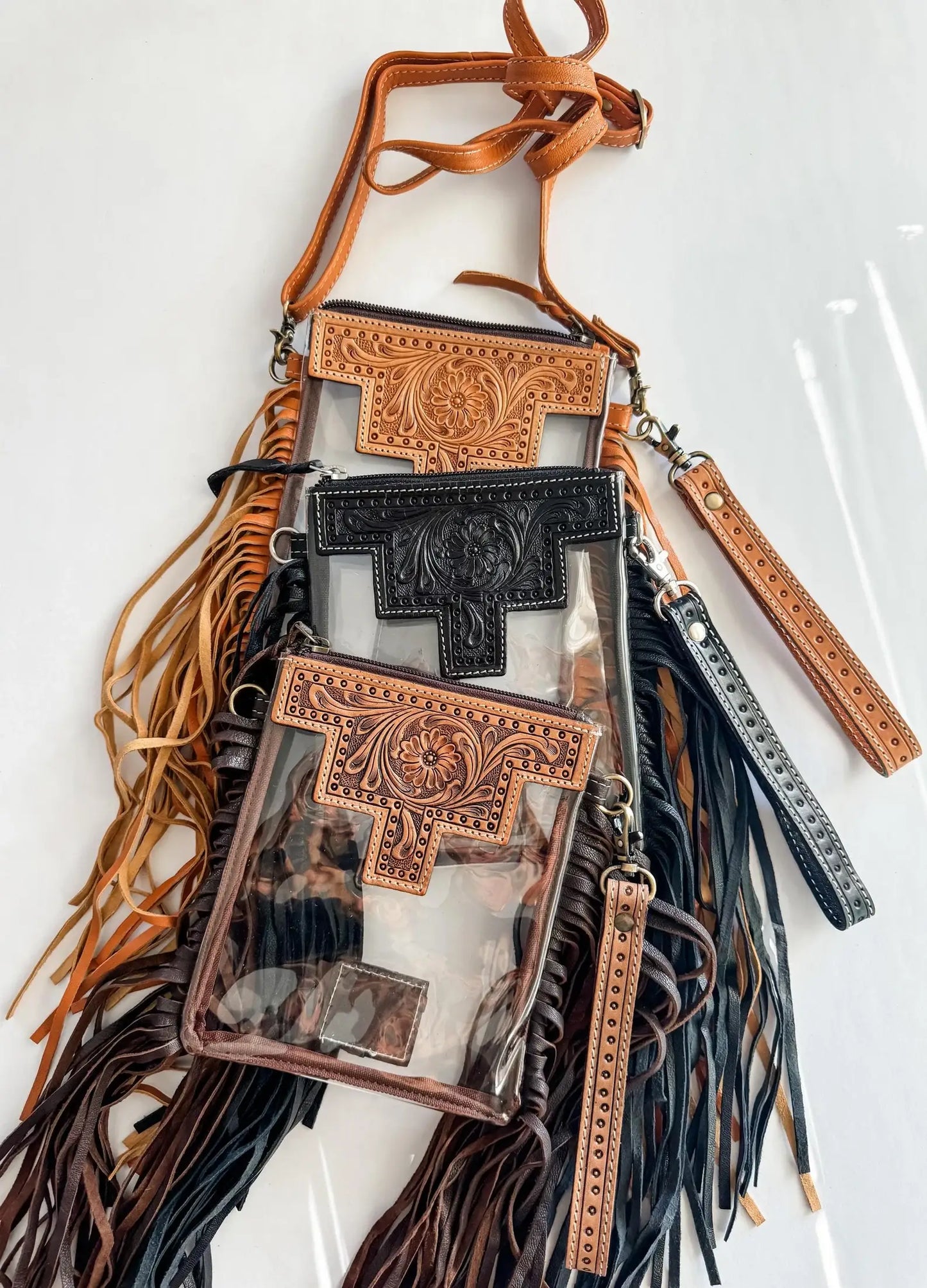 Boho Ranch Shop - SHAYNE SMALL - Hand Tooled Clear Crossbody Concert bag - Black