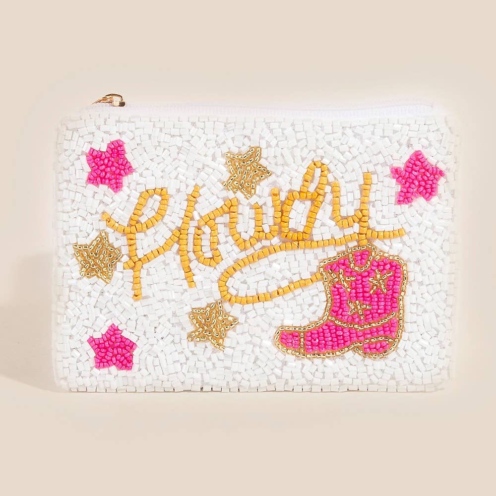 Anarchy Street - Western Cowboy Boots Howdy Seed Beaded Coin Purse - MULTI