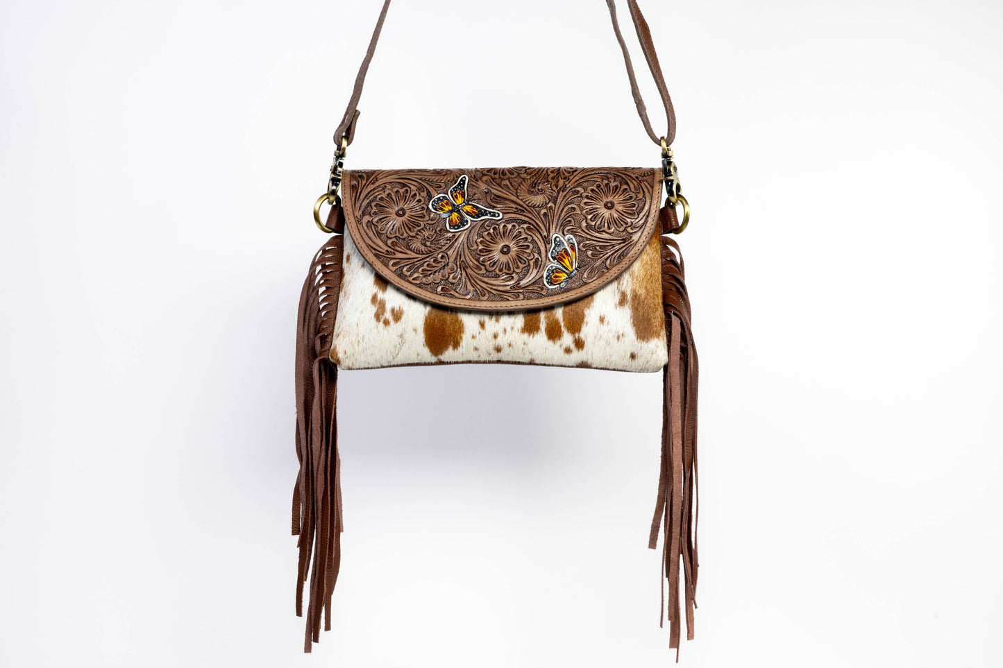 Leather Impressions Inc - Brown Western Shoulder Bag with Butterfly ABHB 18-25203