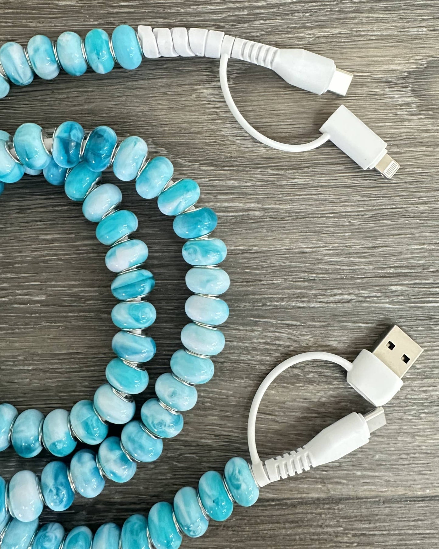 DESHENG ENTERPRISE -  WESTERN BEADED PHONE CHARGER CUTE USB XHARGING CABL 4-IN-1  - Purple