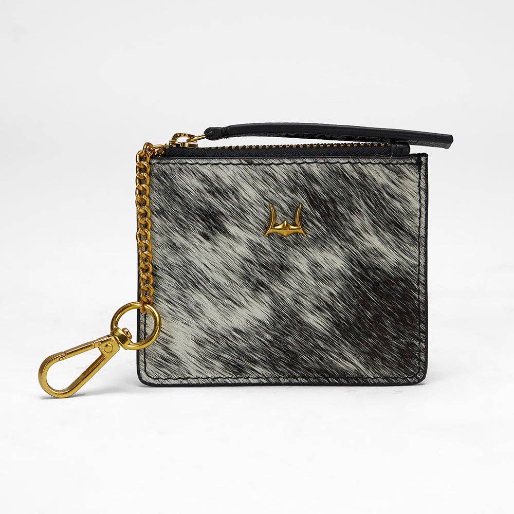 Myra Bag - Loyal West Sophia Credit Card Holder In Black & White Cowhide - Single