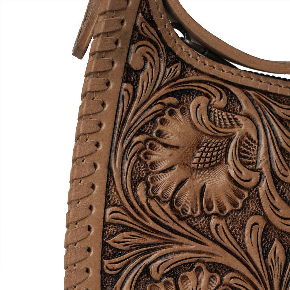 Myra Bag - Handtooled Dannia Large Purse - Saddle Brown - Saddle Brown