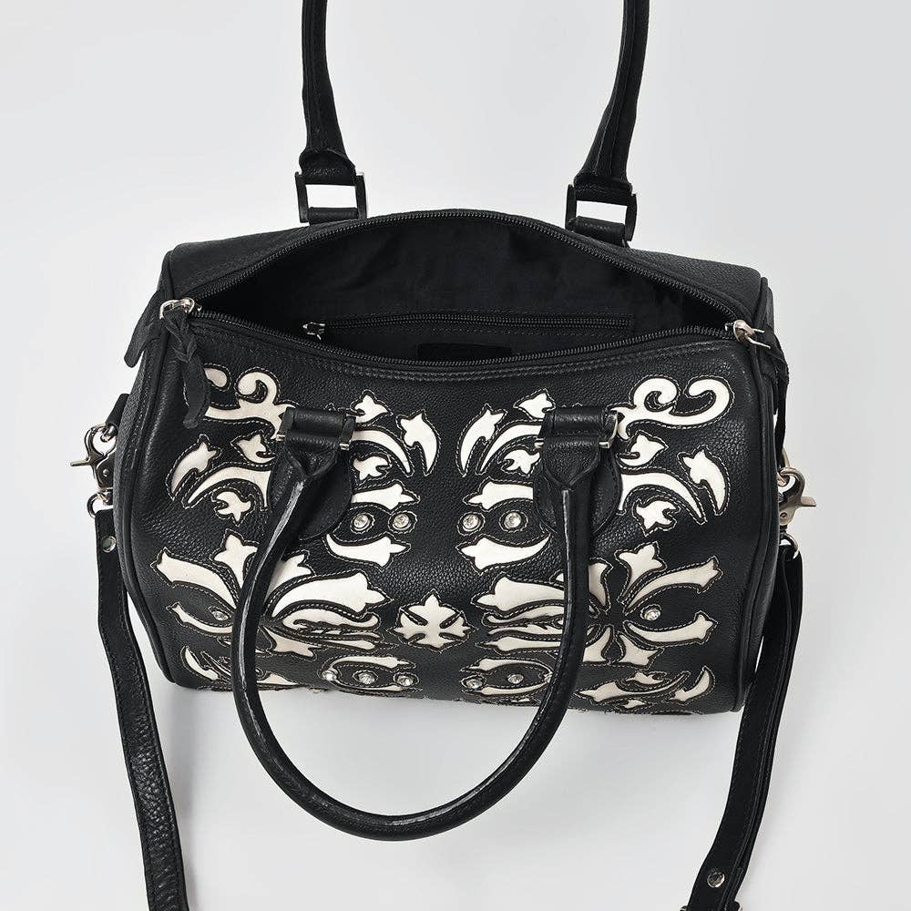 ADBGM897 Western Floral Overlay Leather Speedy Bag - American Darling