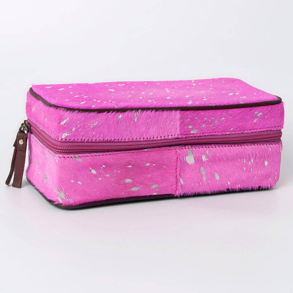 LS Western - ADBGA318 American Darling Pink Paint Splatter Hair-On Cowhide Jewelry case - ADBGA318D