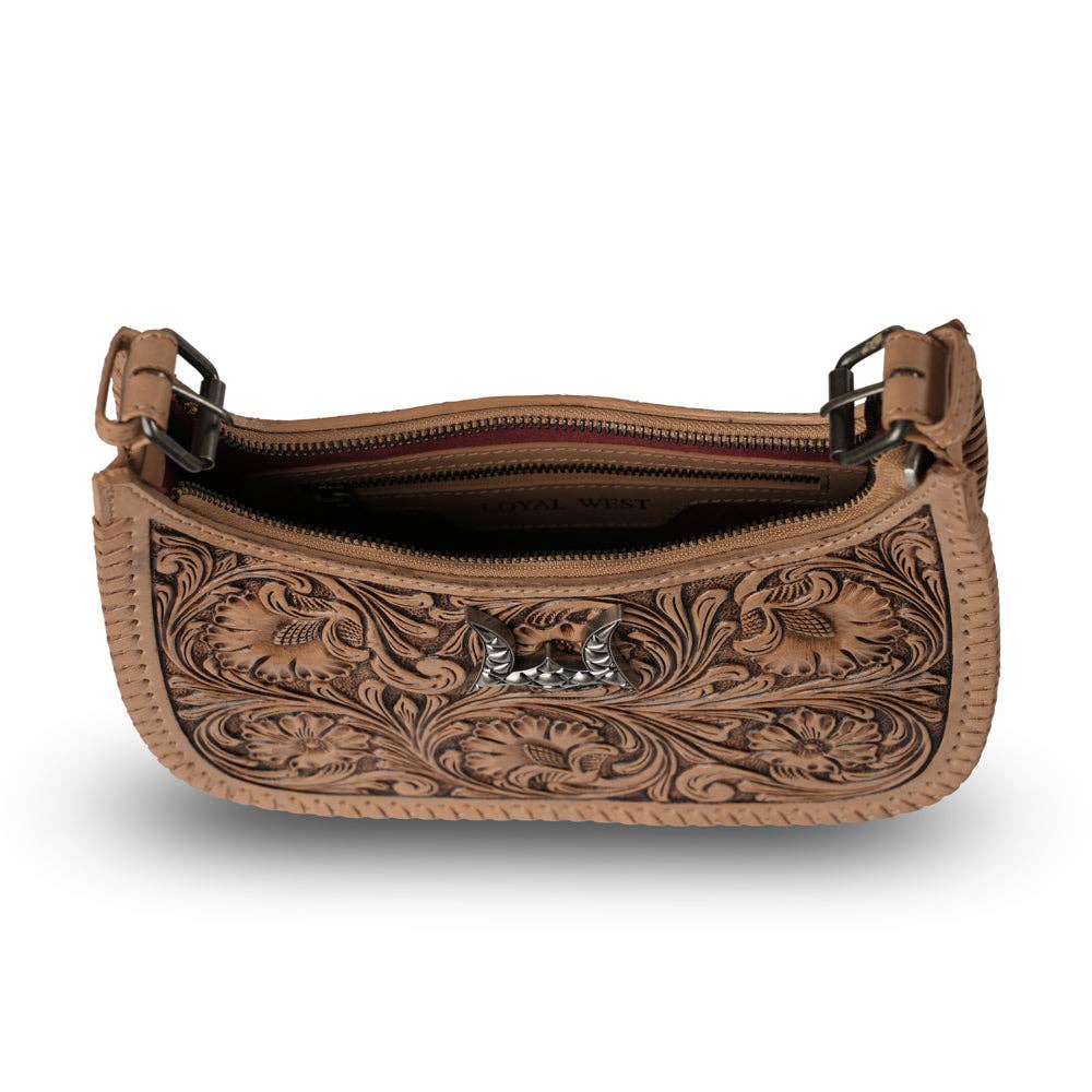 Myra Bag - Handtooled Dannia Large Purse - Saddle Brown - Saddle Brown